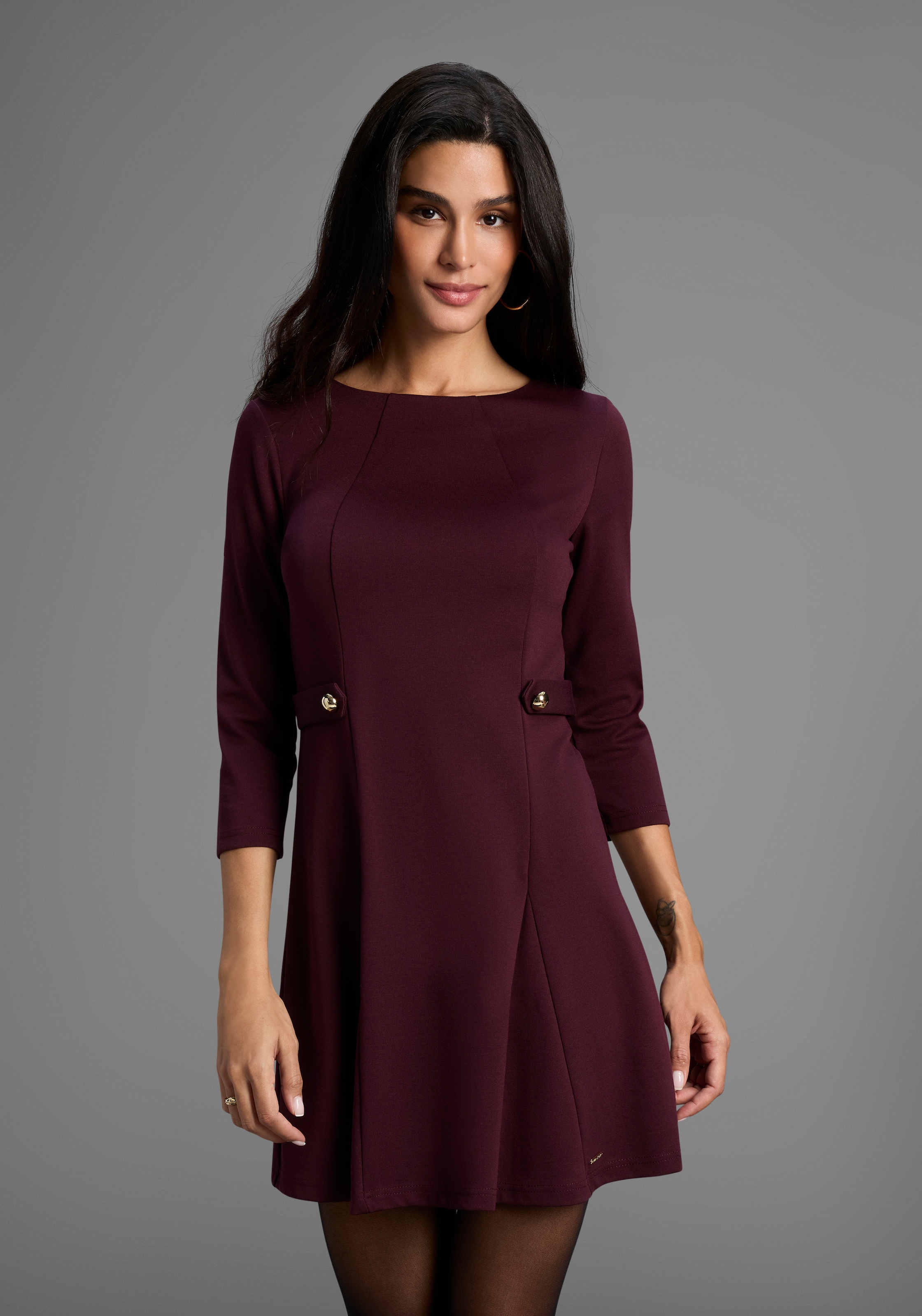 Laura Scott Jerseykleid Ohne Tasche Ohne Taschen in extrakurzer A-Linie, mit 3/4-Ärmeln