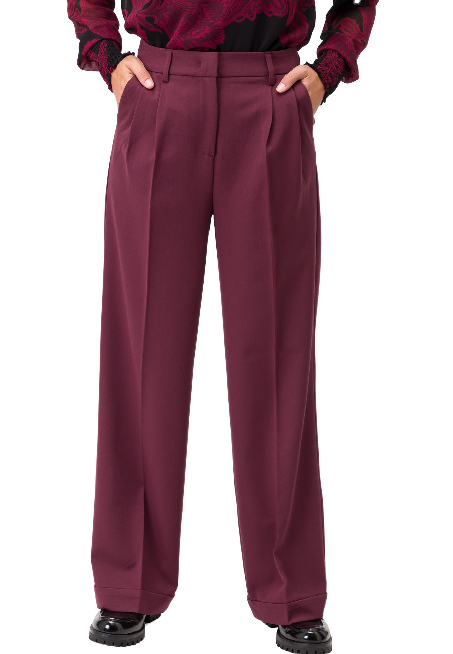 Zero Stoffhose "zero Hose Wide Leg mit Bügelfalte 30 Inch", Falten