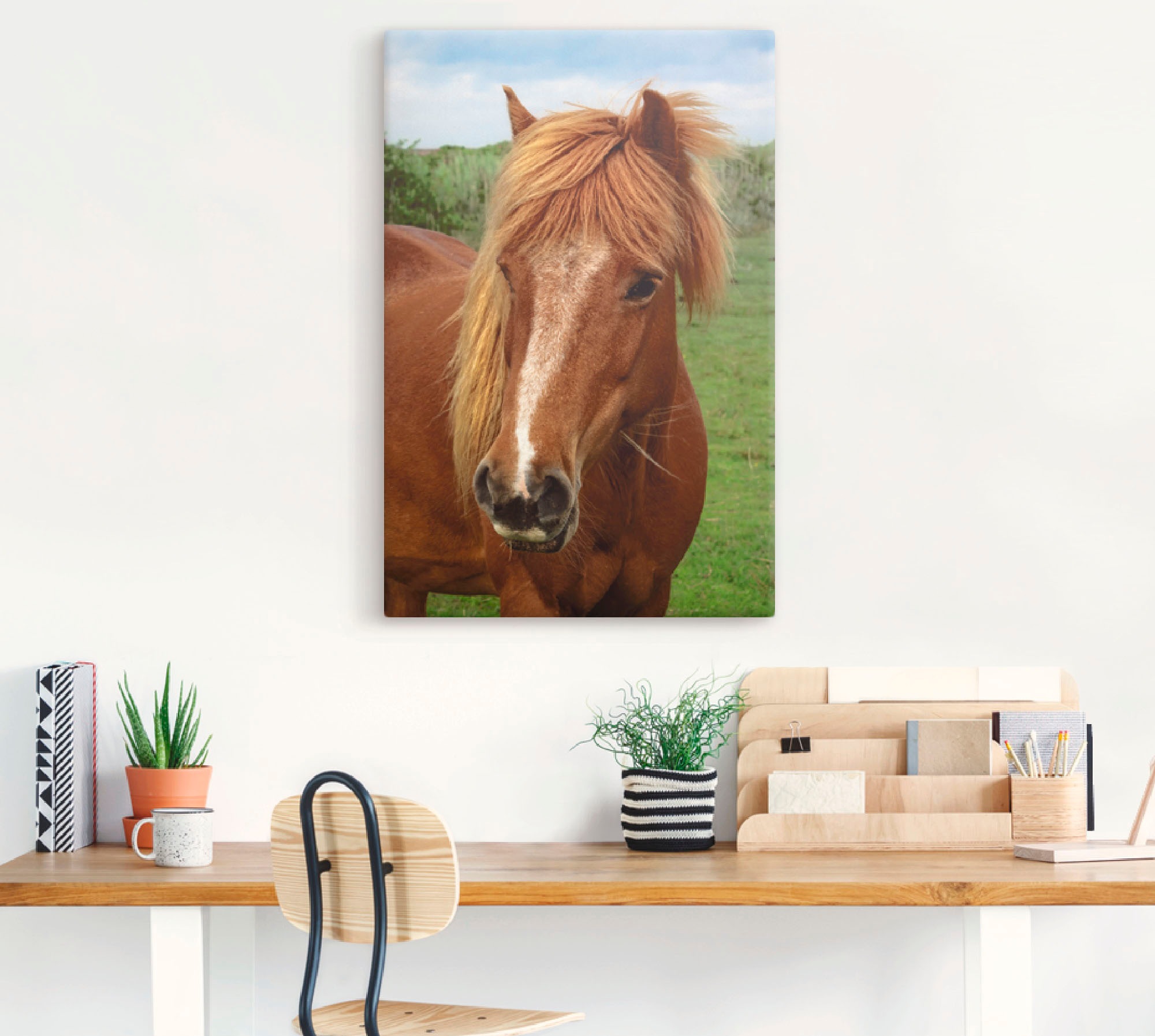 Artland Leinwandbild »Hallo Pferd«, Haustiere, (1 St.), auf Keilrahmen gespannt