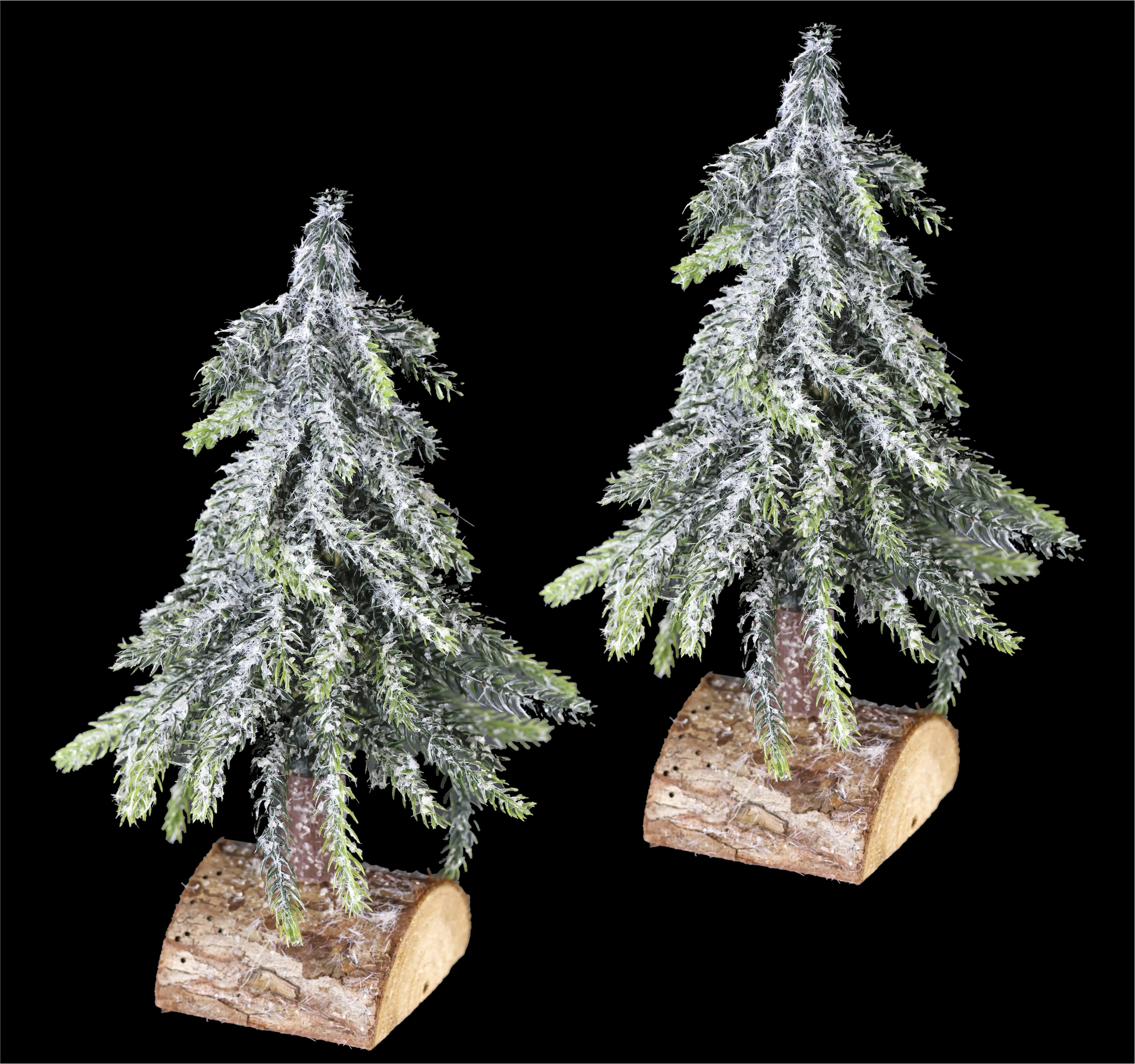 I.GE.A. Dekobaum »Weihnachtsdeko, Weihnachtsbaum«, Künstlicher mini Tannenbaum geeist auf Holzsockel 25 cm