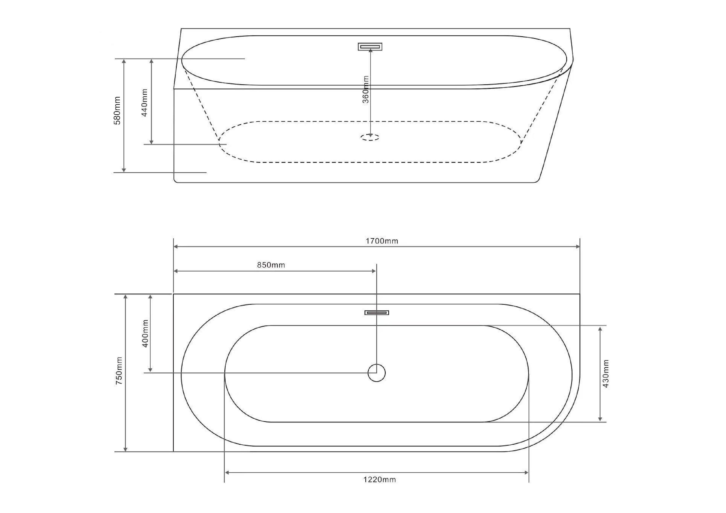 Sanotechnik Badewanne »Jamaica« Höhe 58 cm mit Ablaufstöpsel | verstellbare Füße | Überlauf 170x75x58cm schwarz glänzend, Acryl Badewanne rechts