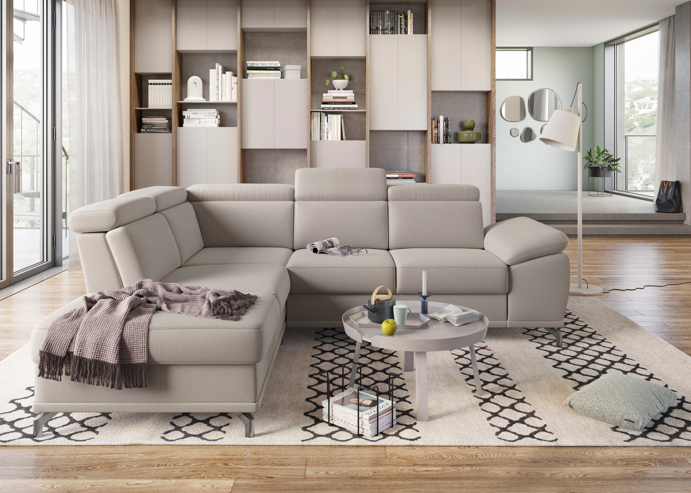 SIT & MORE Cabrio L-Shape Corner Sofa with Sleep Function & Storage 7