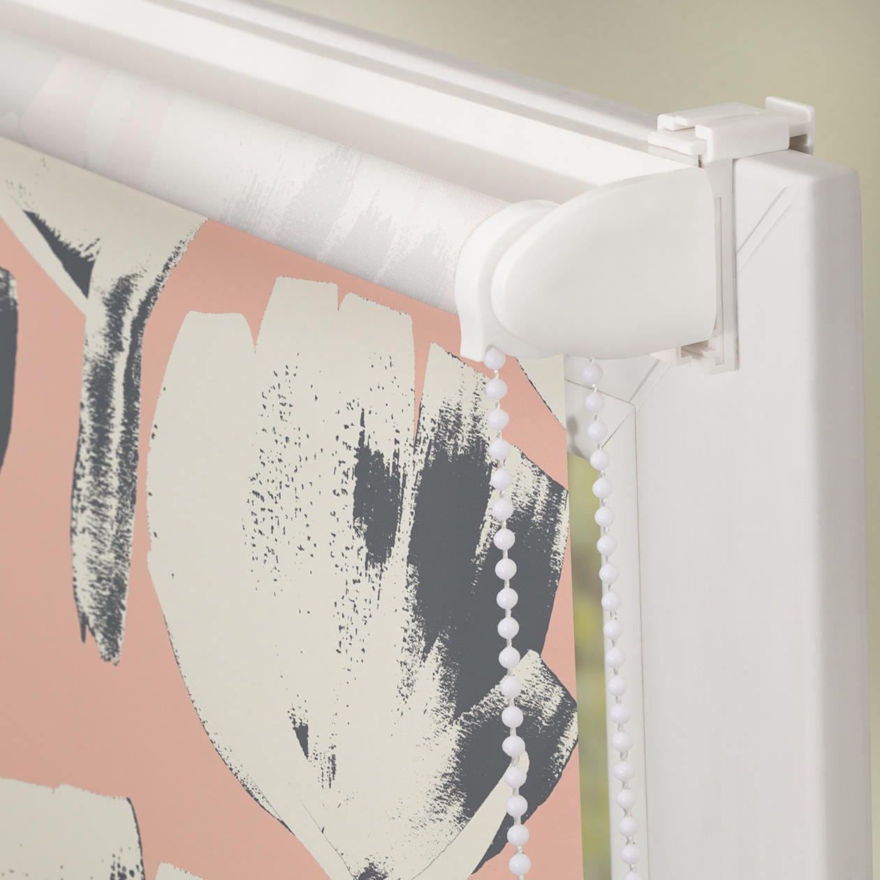 Thumbnail - LICHTBLICK ORIGINAL Seitenzugrollo "Rollo Klemmfix, ohne Bohren, blickdicht, Jumbo Flowers on salmon - Rot" blickdicht B...