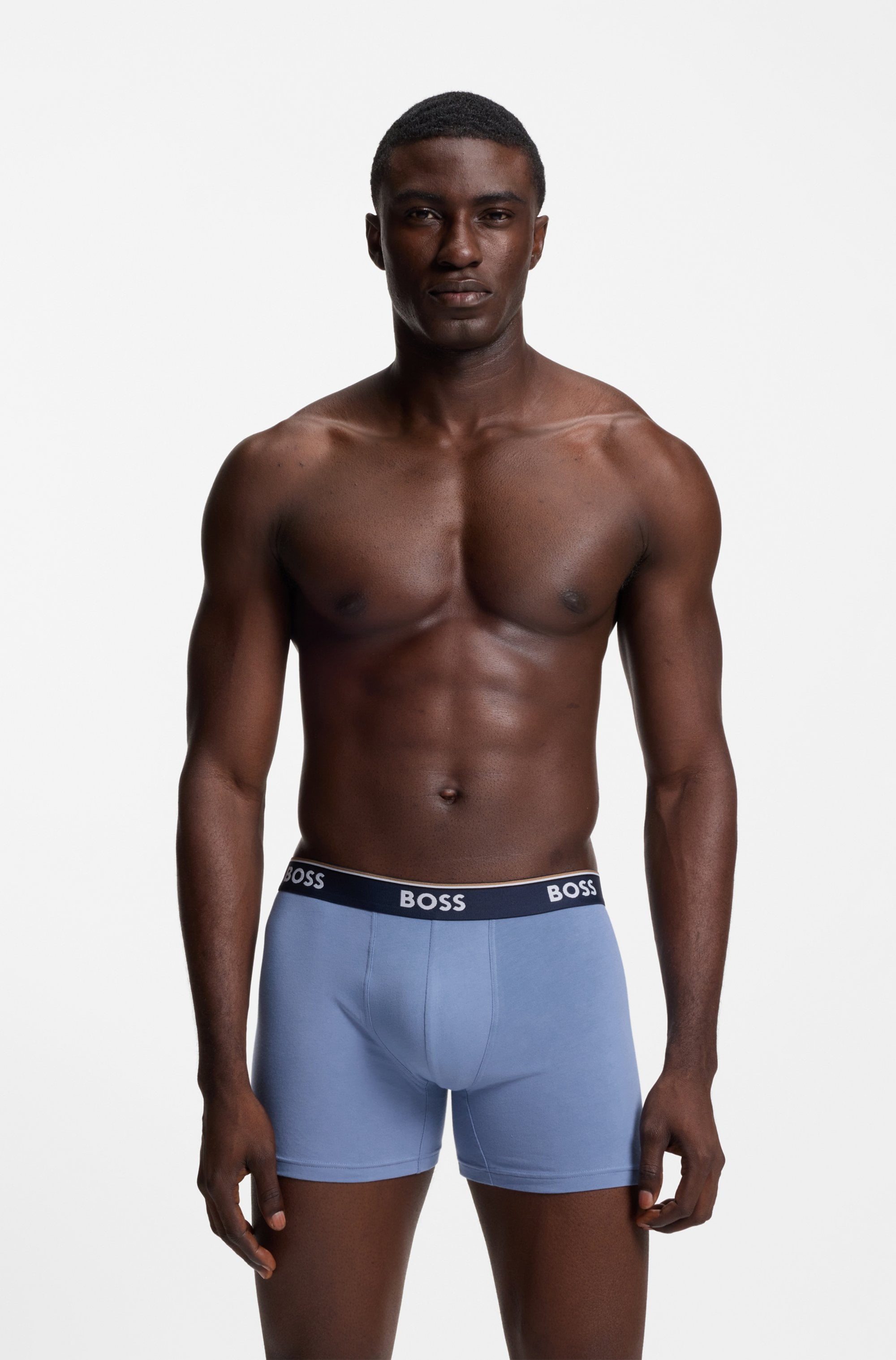 BOSS Boxershorts Packung, 3 Stk. längeres Bein, anliegend, aus Stretch-Baumwolle