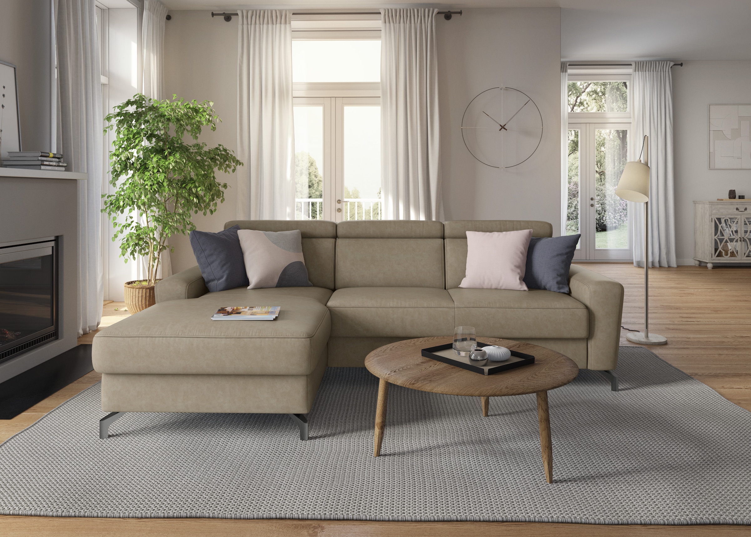 sit&more Ecksofa »Scarlett L-Form«, inklusive Kopfteilverstellung, wahlweise mit Bettfunktion, Bettkasten