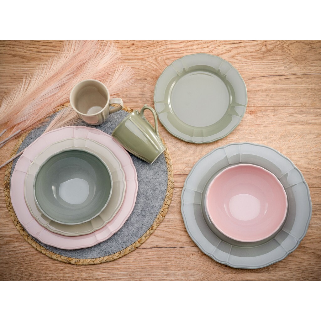 CreaTable Kombiservice »Geschirr-Set Flora colors«, (Set, 16 tlg., Kaffeeservice und Tafelservice im Set, für 4 Personen)