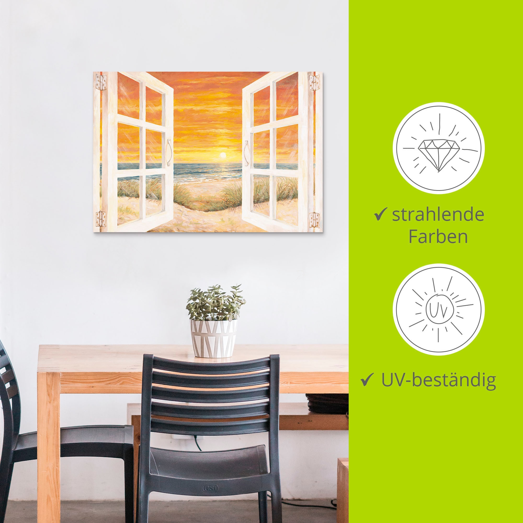Artland Wandbild »Fenster zum Meer«, Meer Bilder, (1 St.), als Alubild, Outdoorbild, Leinwandbild, Wandaufkleber, versch. Größen
