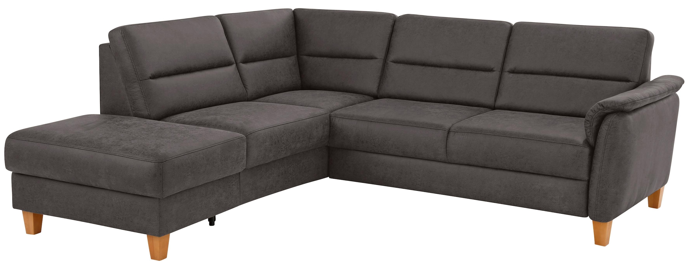Home affaire Ecksofa "Palmera, L-Form, B: 236 cm, Bettfunktion & Bettkasten wählbar" Federkern-Polsterung, Sitzhöhe 48 cm, handgefertigt, stilvolles Design