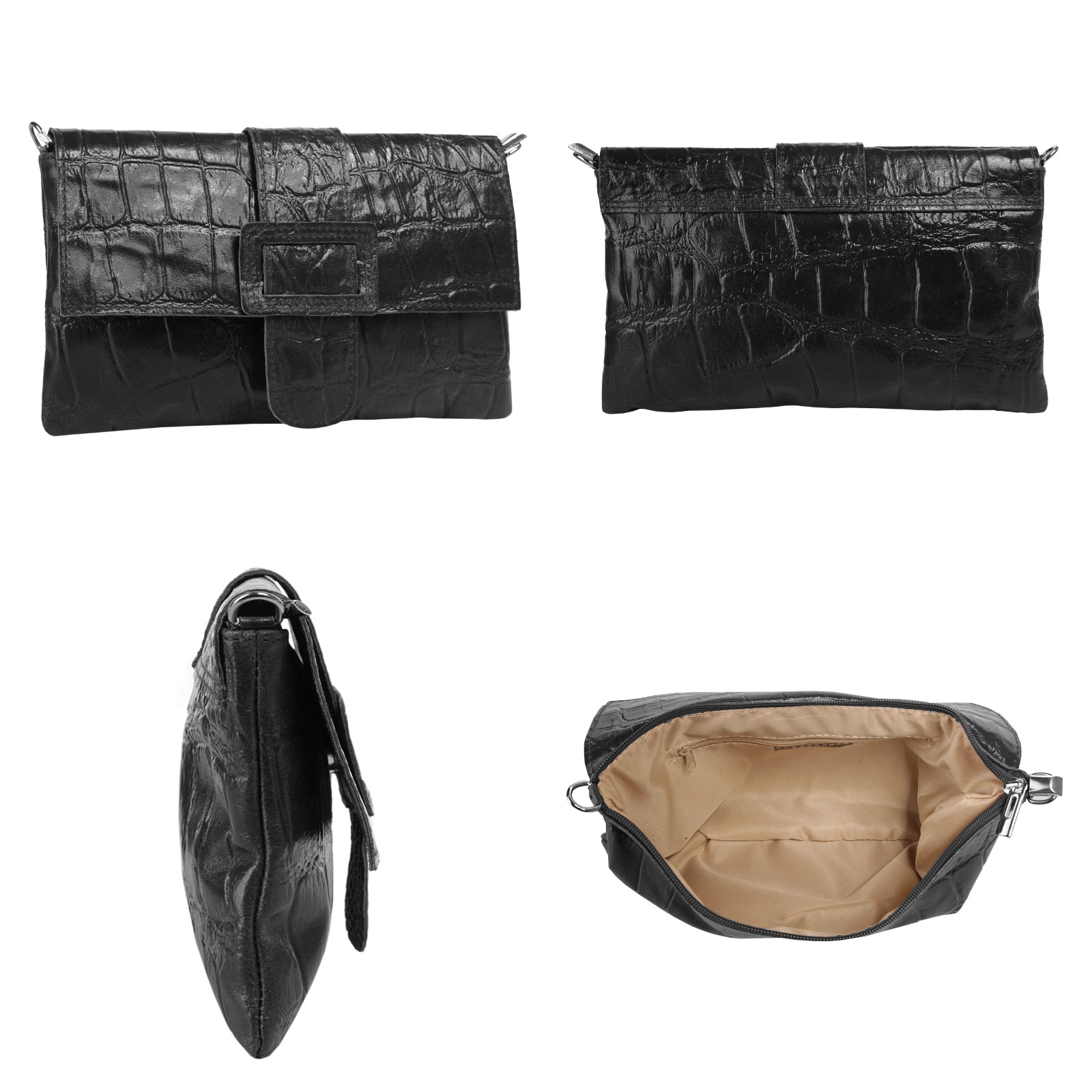 Cluty Abendtasche, echt Leder, Made in Italy