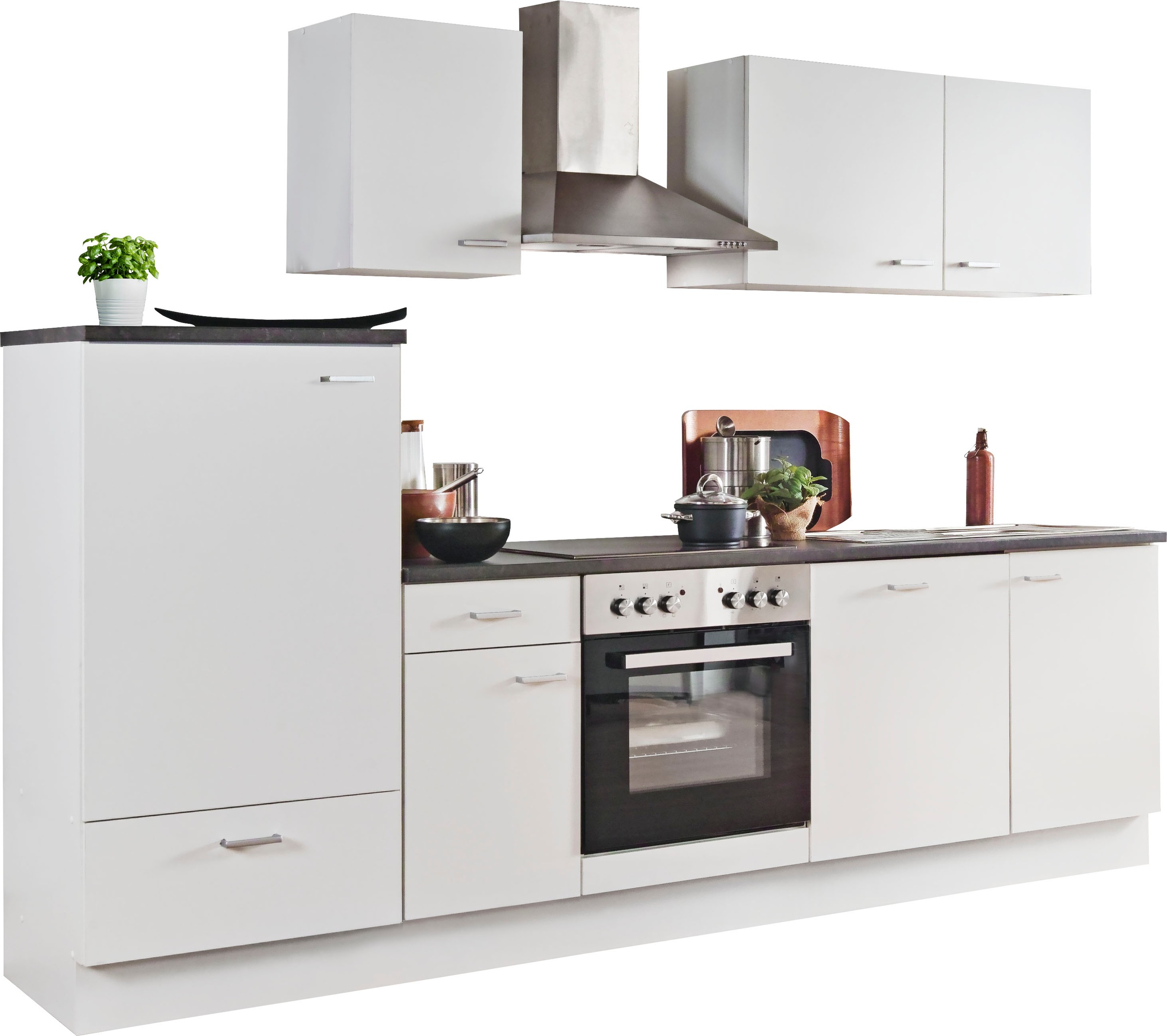 Menke Küchen Küchenzeile »White Classic«, Küchenzeile mit E-Geräten, Breite 270 cm