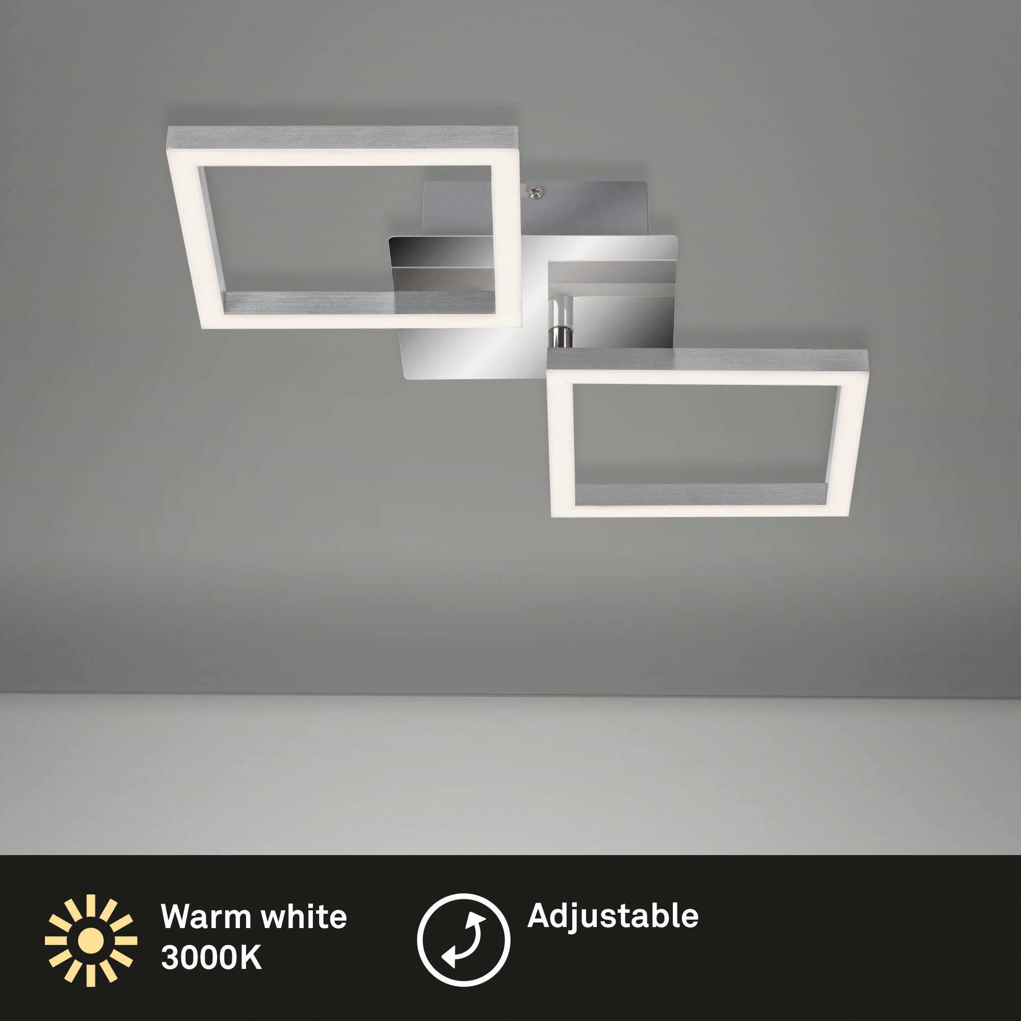 Briloner Leuchten LED Deckenleuchte »3207018 FRAME« LED-Board Warmweiß Deckenlampe, 47x22,6x7,3cm, Chrom-Alu, 5,5W, Wohnzimmer, Schlafzimmer