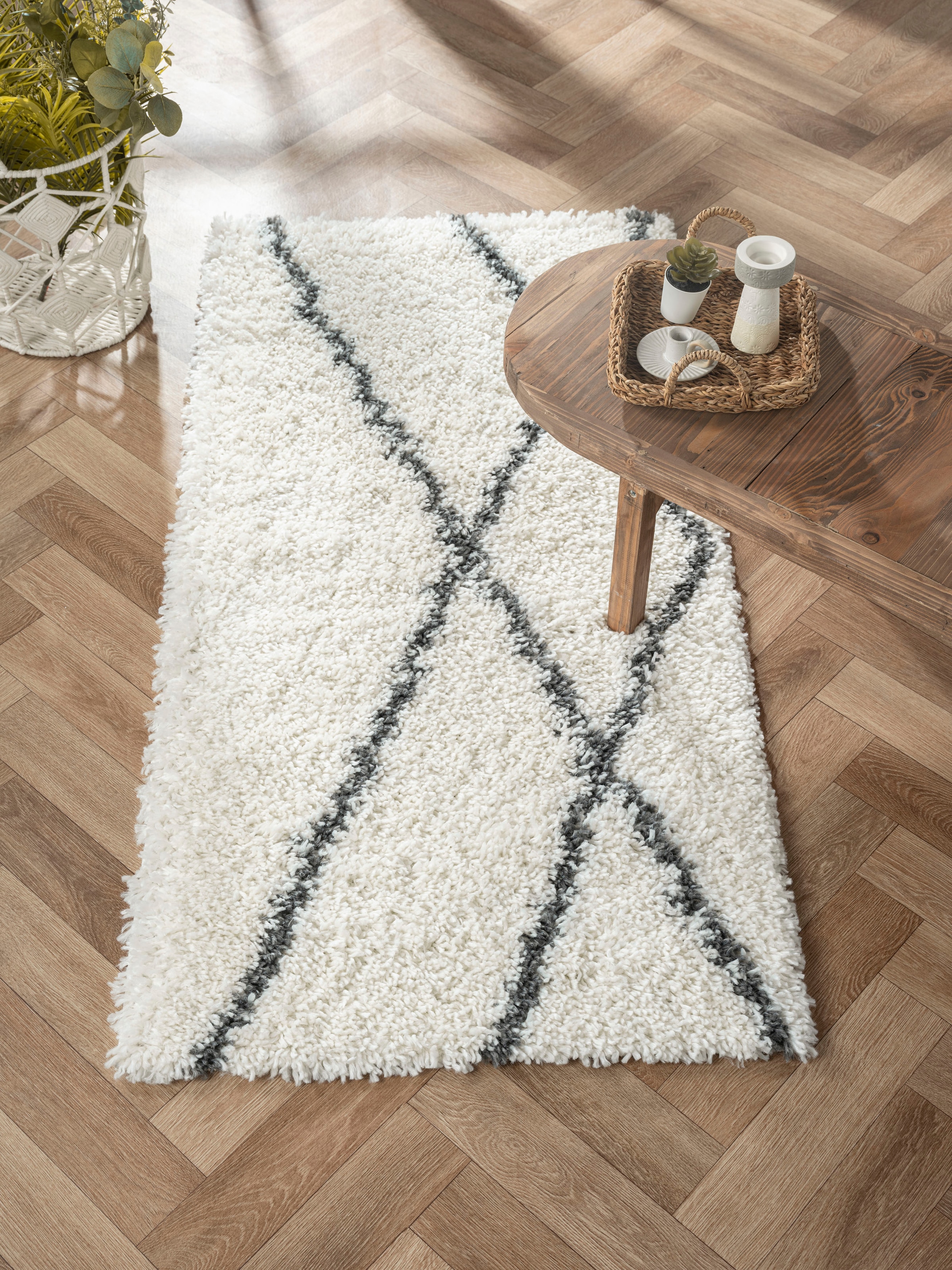 Myflair Möbel & Accessoires Hochflor-Teppich "My Shaggy Raute" rechteckig 3 günstig online kaufen