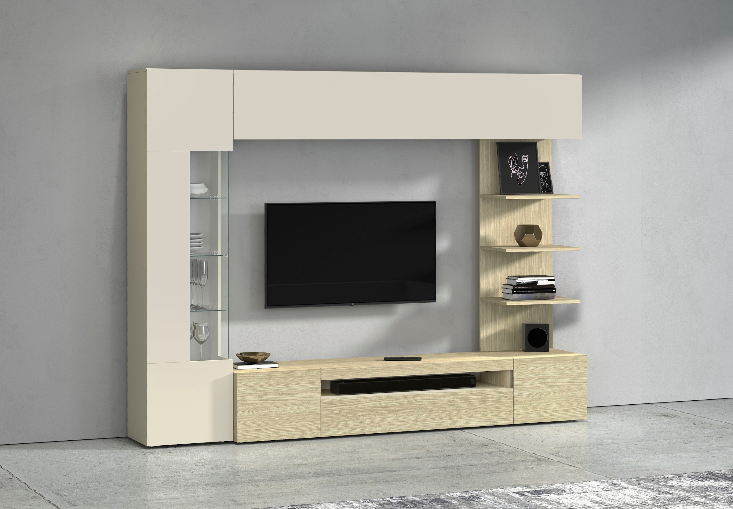 INOSIGN Wohnwand »Wohnwand New Egypt, Anbauwand, Medienwand, Wohnzimmerwand« Weiß in Hochglanz, alle anderen Farben in matter Ausführung., 4 Stk. tlg.