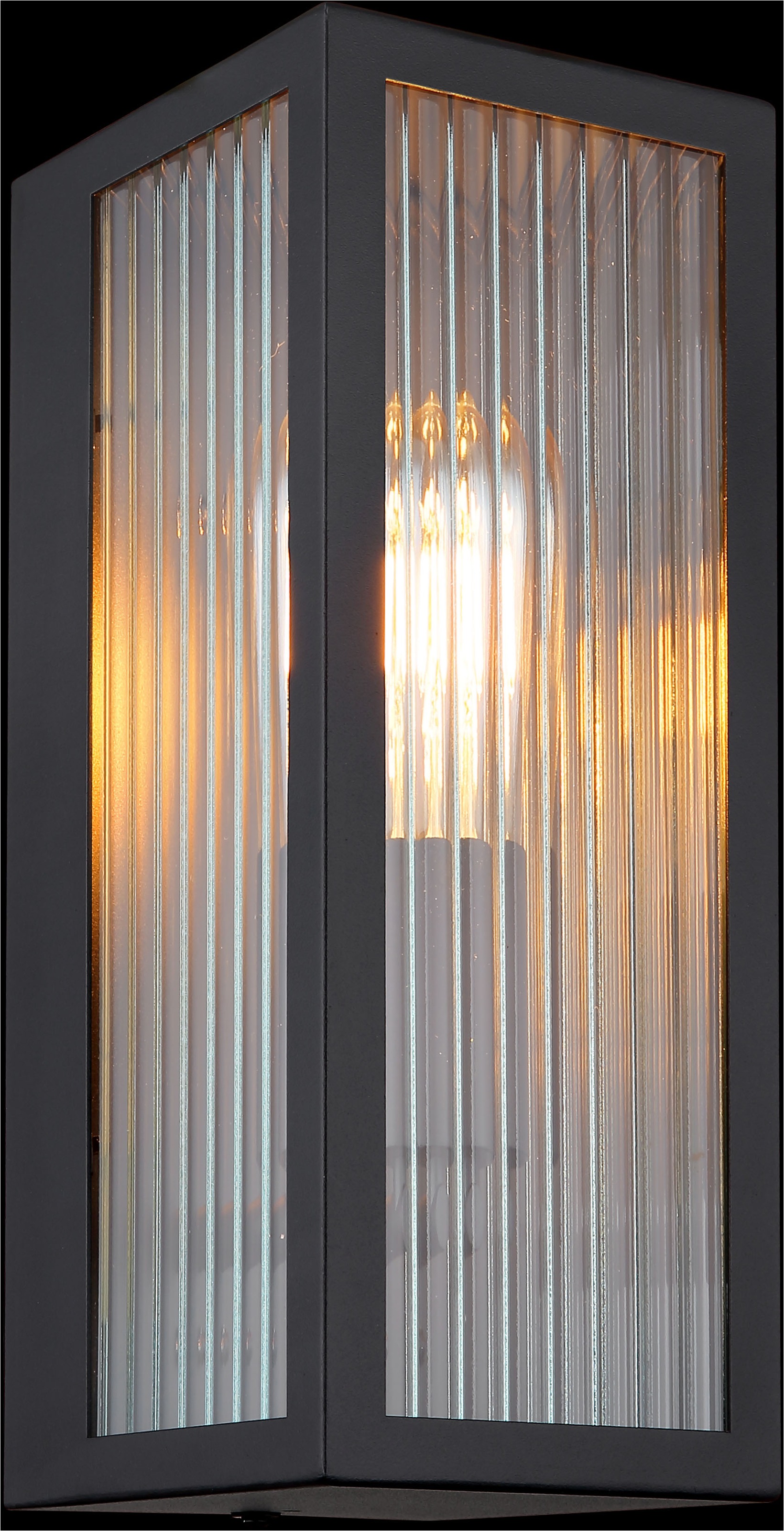 GLOBO LIGHTING Außen-Wandleuchte »GUNDULA«, Leuchtmittel E27 | ohne Leuchtmittel, Außenlampe/schwarz/IP44/Terrasse/Wand/Glas gerillt