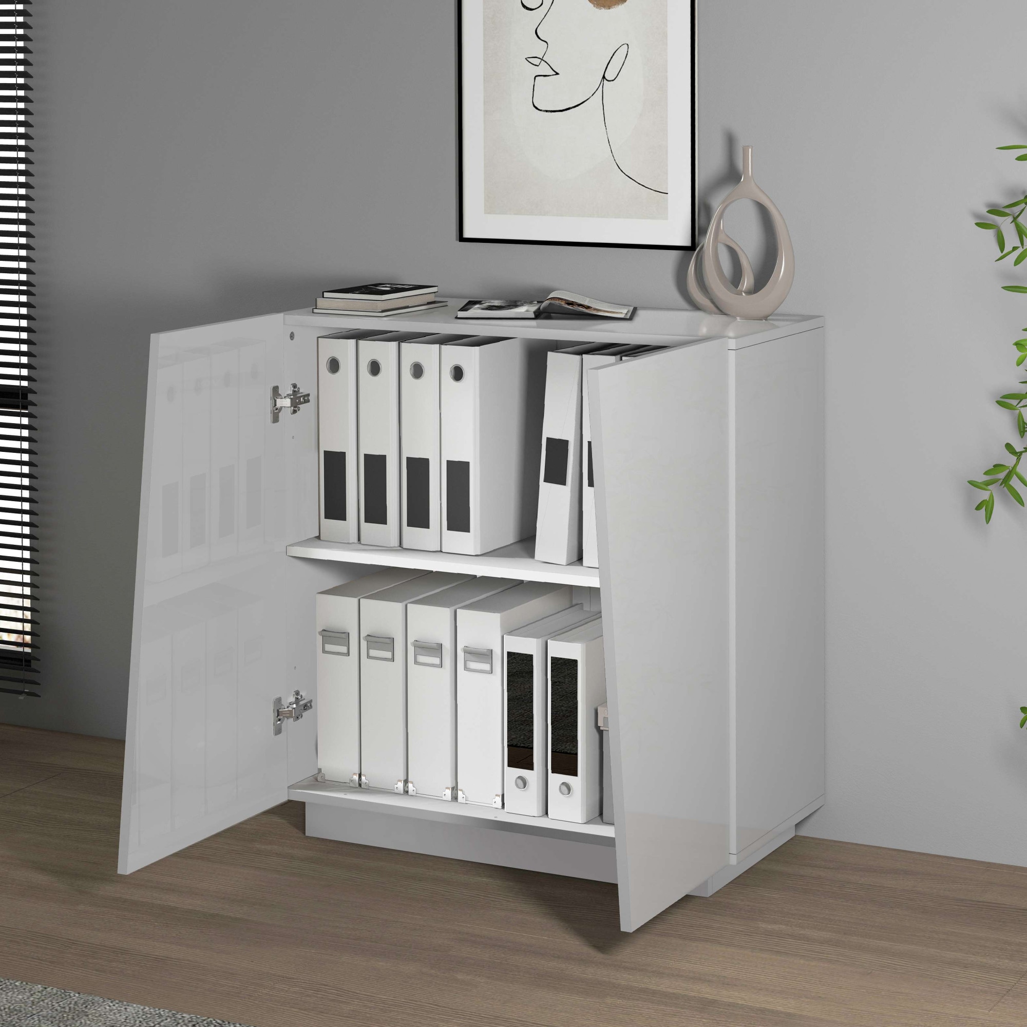INOSIGN Aktenschrank »Vega, Mehrzweckschrank, Büroschrank, mit 2 Türen«, & verstellbaren Einlegeböden, Höhe 86 oder 166 cm, Made in Italy