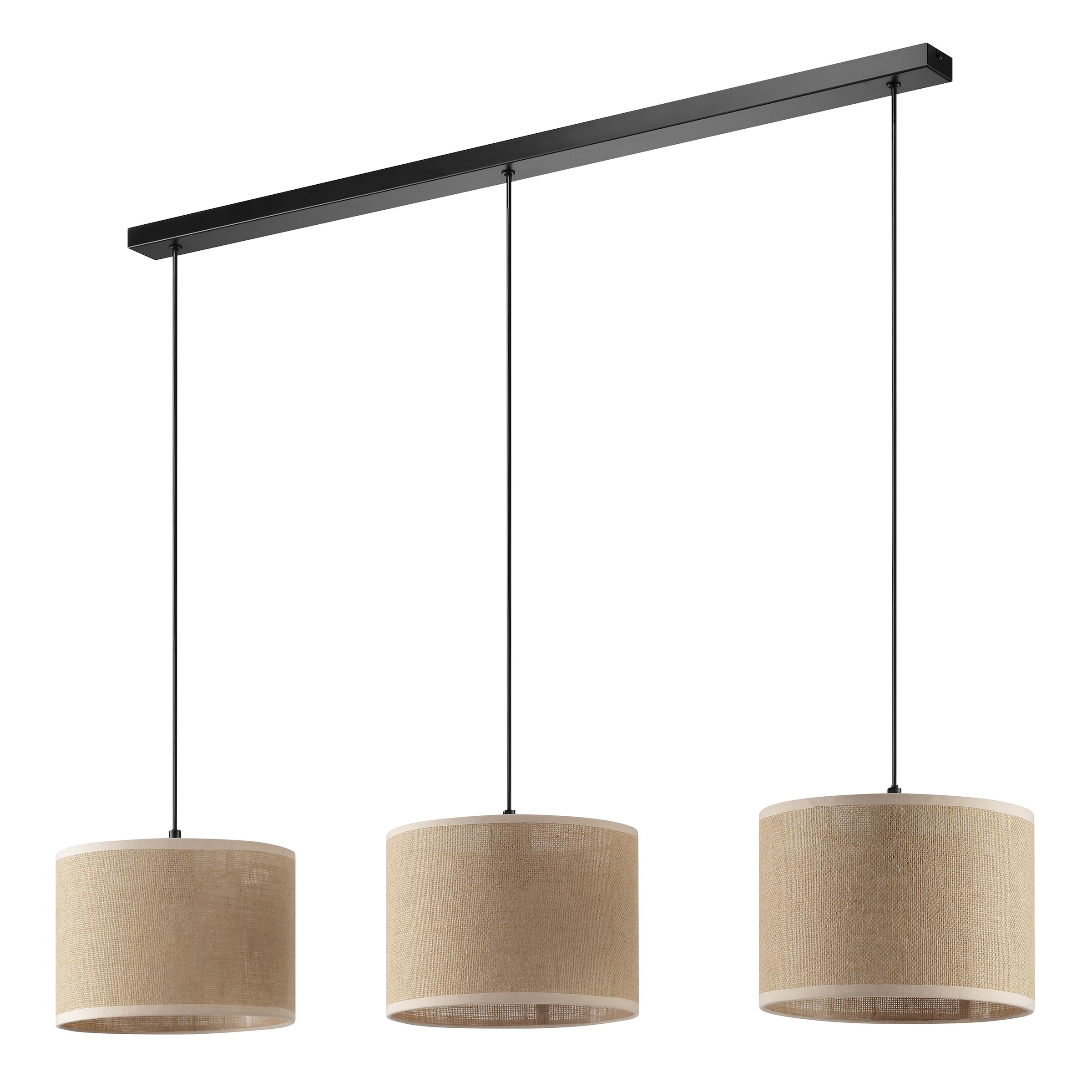 my home Pendelleuchte »Mindelstetten«, 3 flammig, Leuchtmittel E27 | ohne Leuchtmittel, mit Leinenstoffschirm, Höhe 110 cm, Breite 100 cm