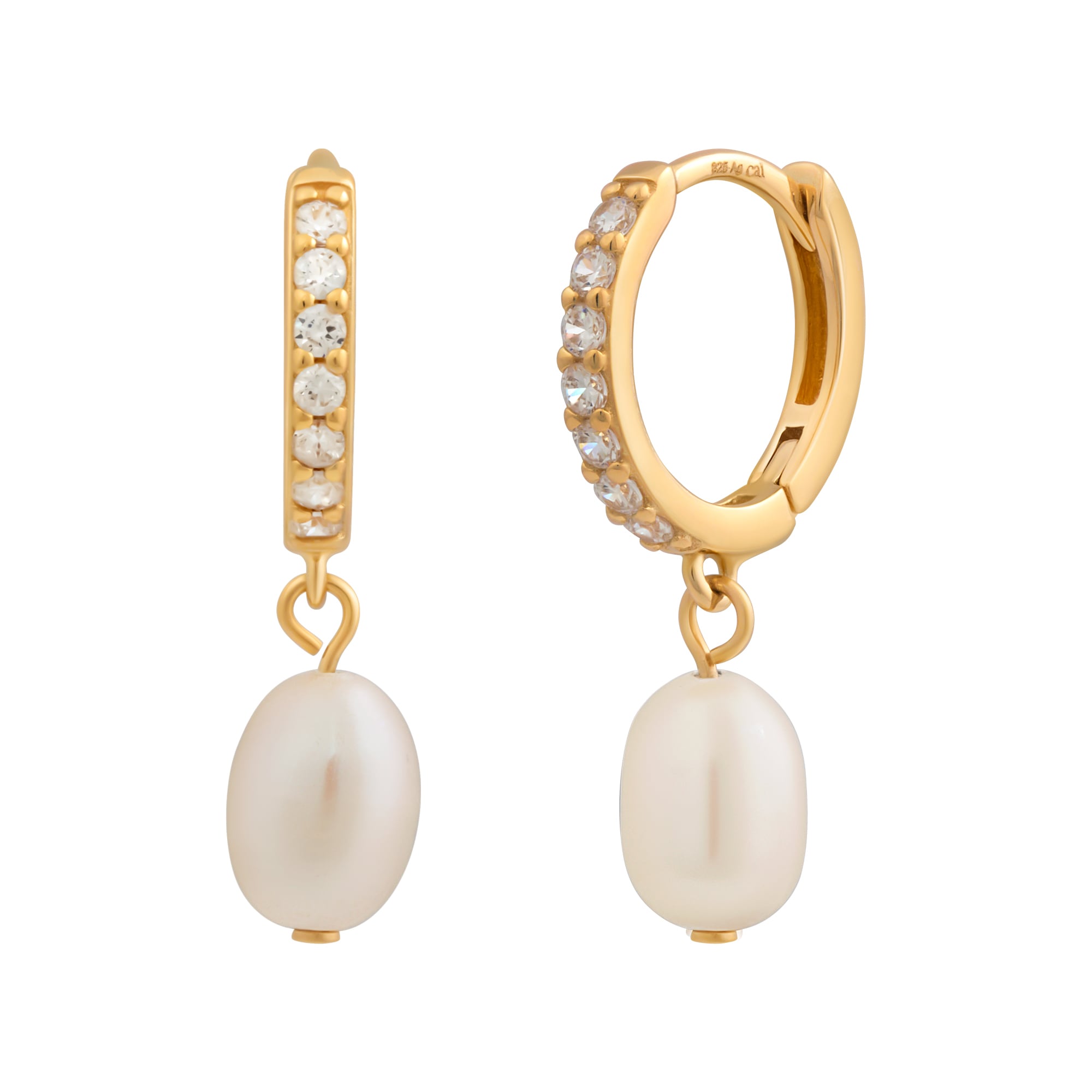 CAÏ Paar Creolen »925 Silber vergoldet Perlen Anhänger« für kaufen | BAUR