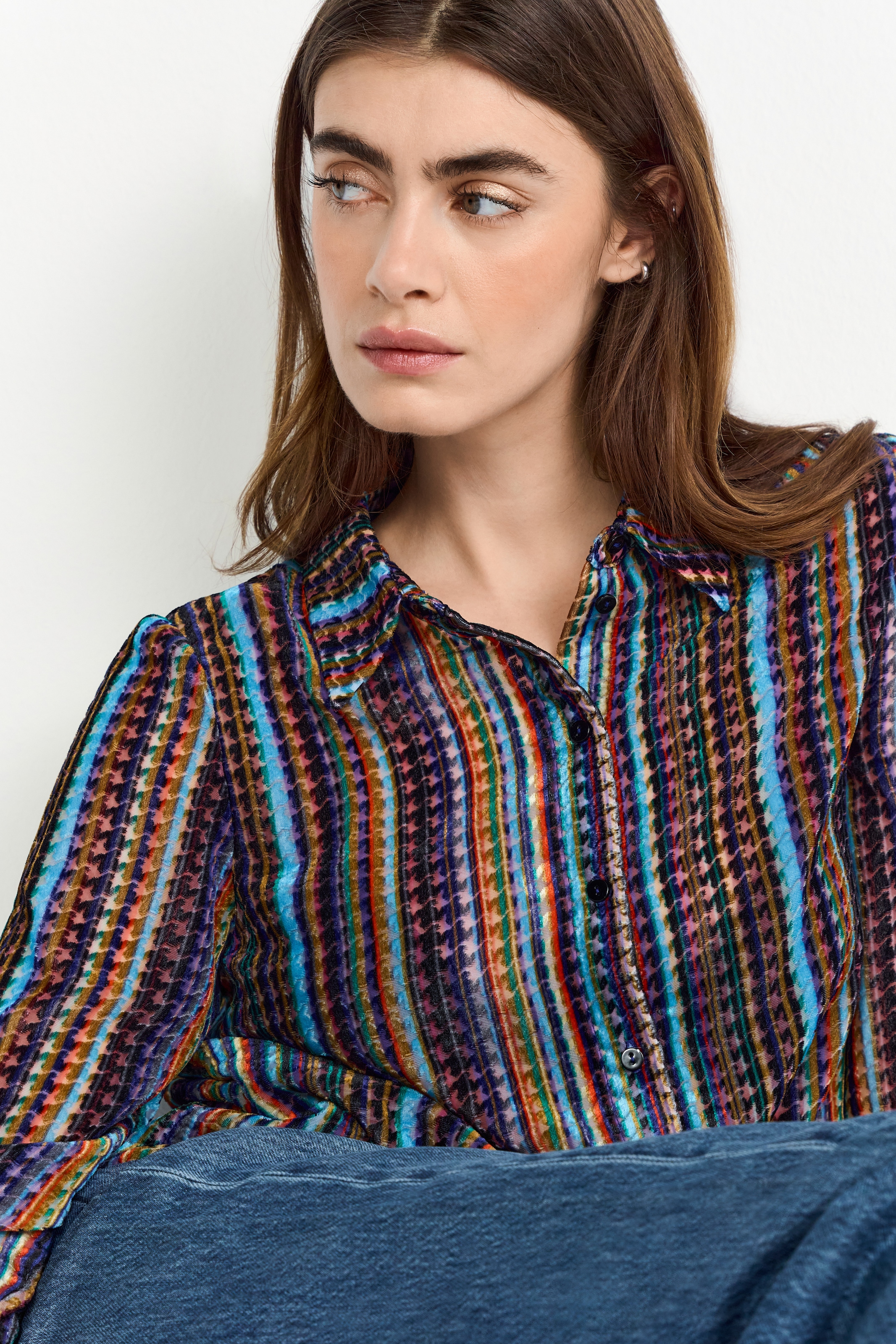 RICHROYAL Chiffonbluse, gestreift, im Vintage-Style, leicht transparent