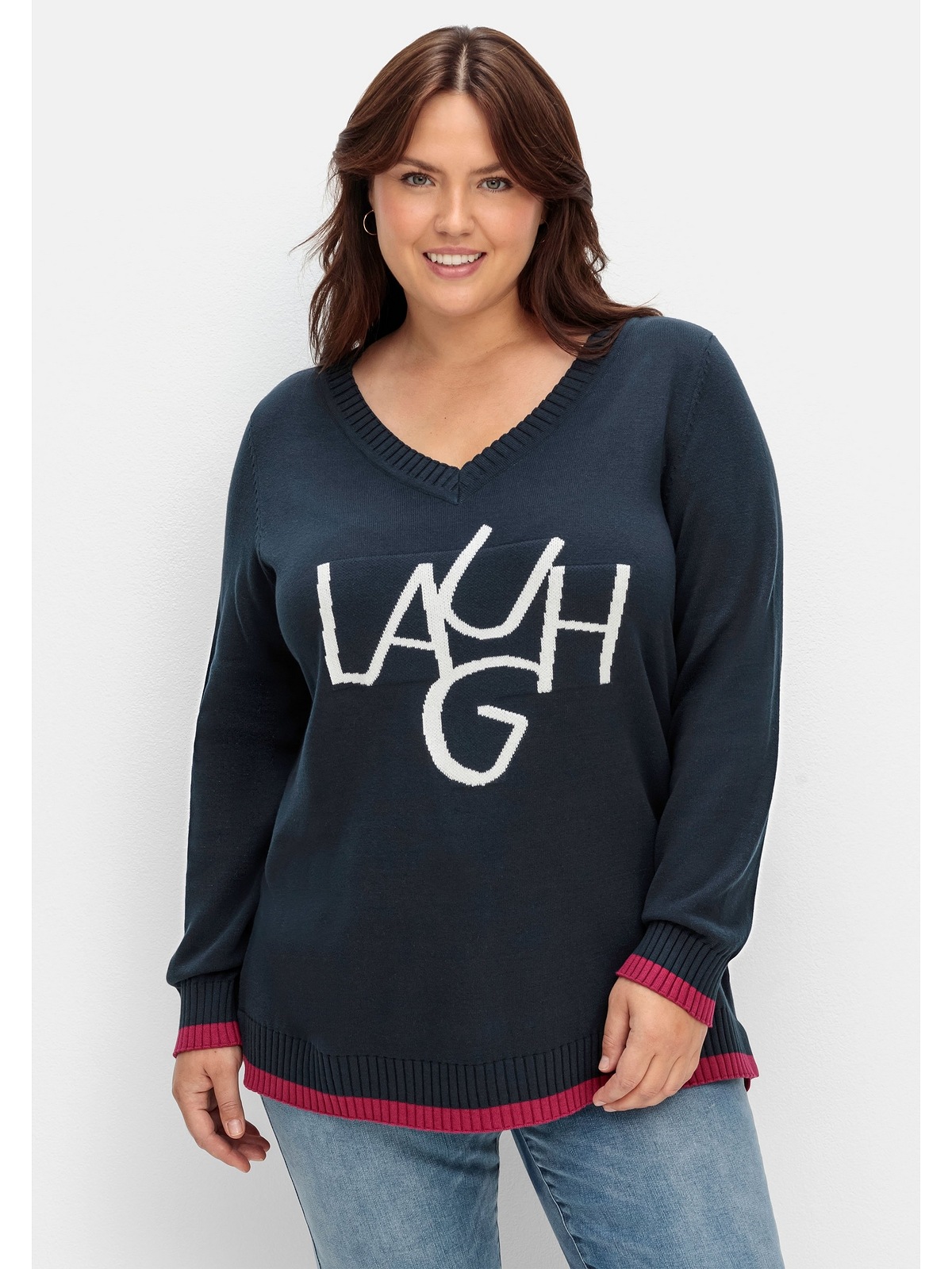 Sheego V-Ausschnitt-Pullover »Große Größen« s...