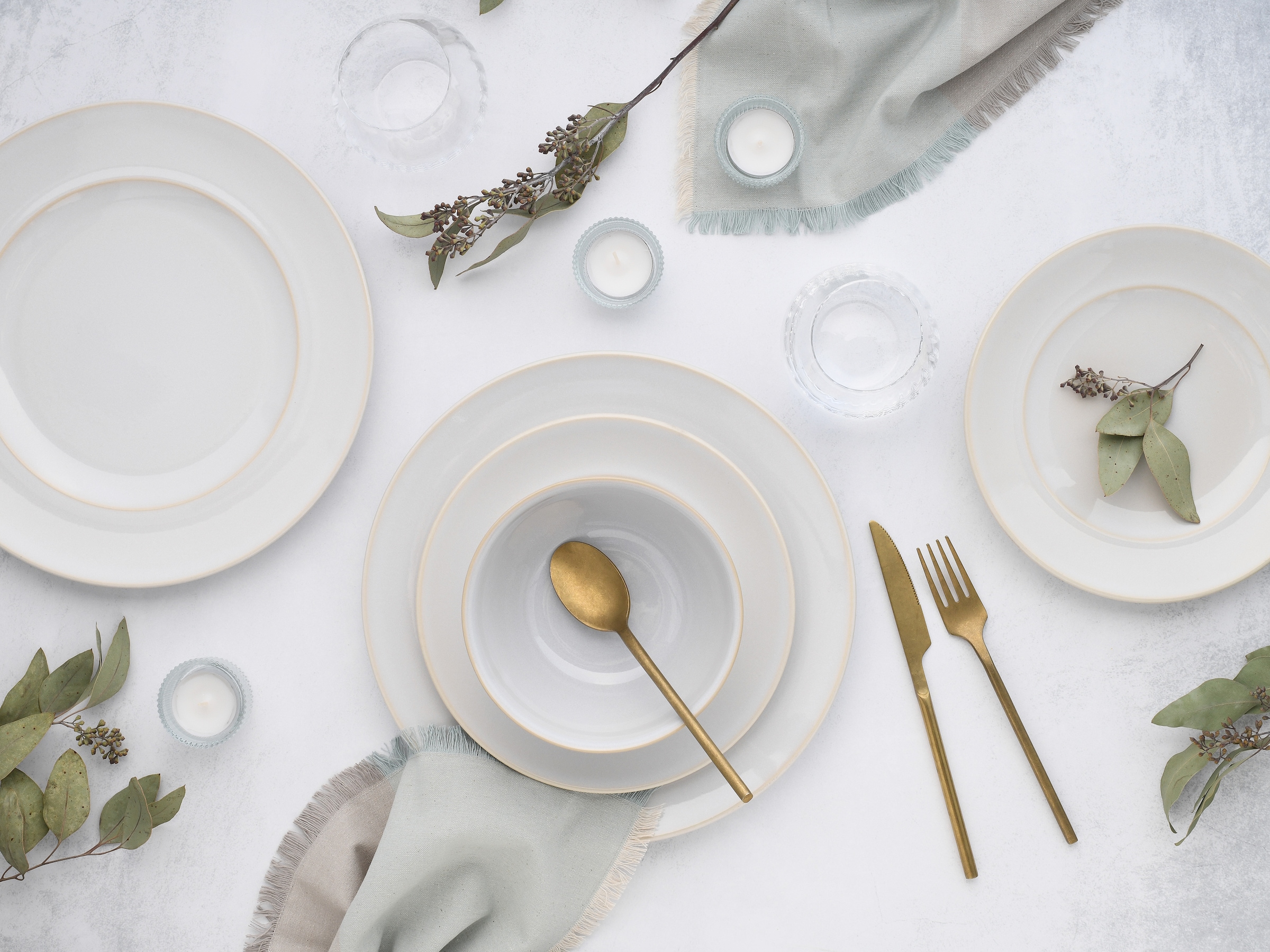CreaTable Teller-Set »Geschirr-Set Antique«, (Set, 12 tlg., Tafelservice für 4 Personen), Service, weiß, Trendfarbe Offwhite, 12 Teile, für 4 Personen