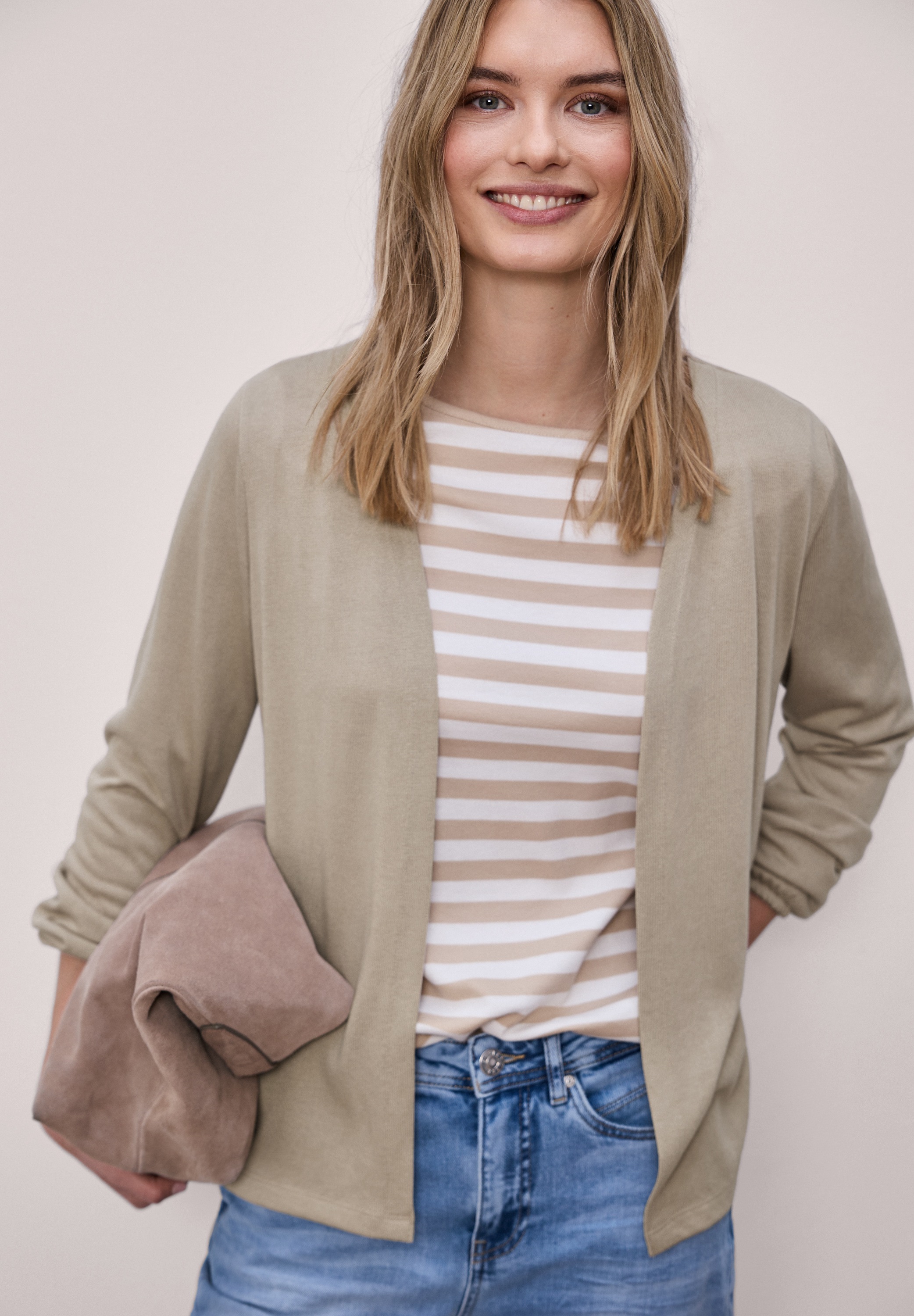STREET ONE Cardigan bestehend aus einem Materialmix