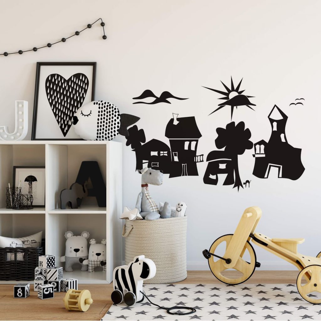 Wall-Art Wandtattoo »XXL Stadt Skyline Skurril 60cm«, (Set, 1 St.)