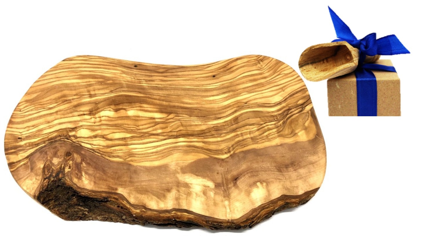 Olivenholz-erleben "Brett rustikaler, Olivenholz 25-29 cm" die Größe ist ideal für kleine Küchen oder unterwegs
