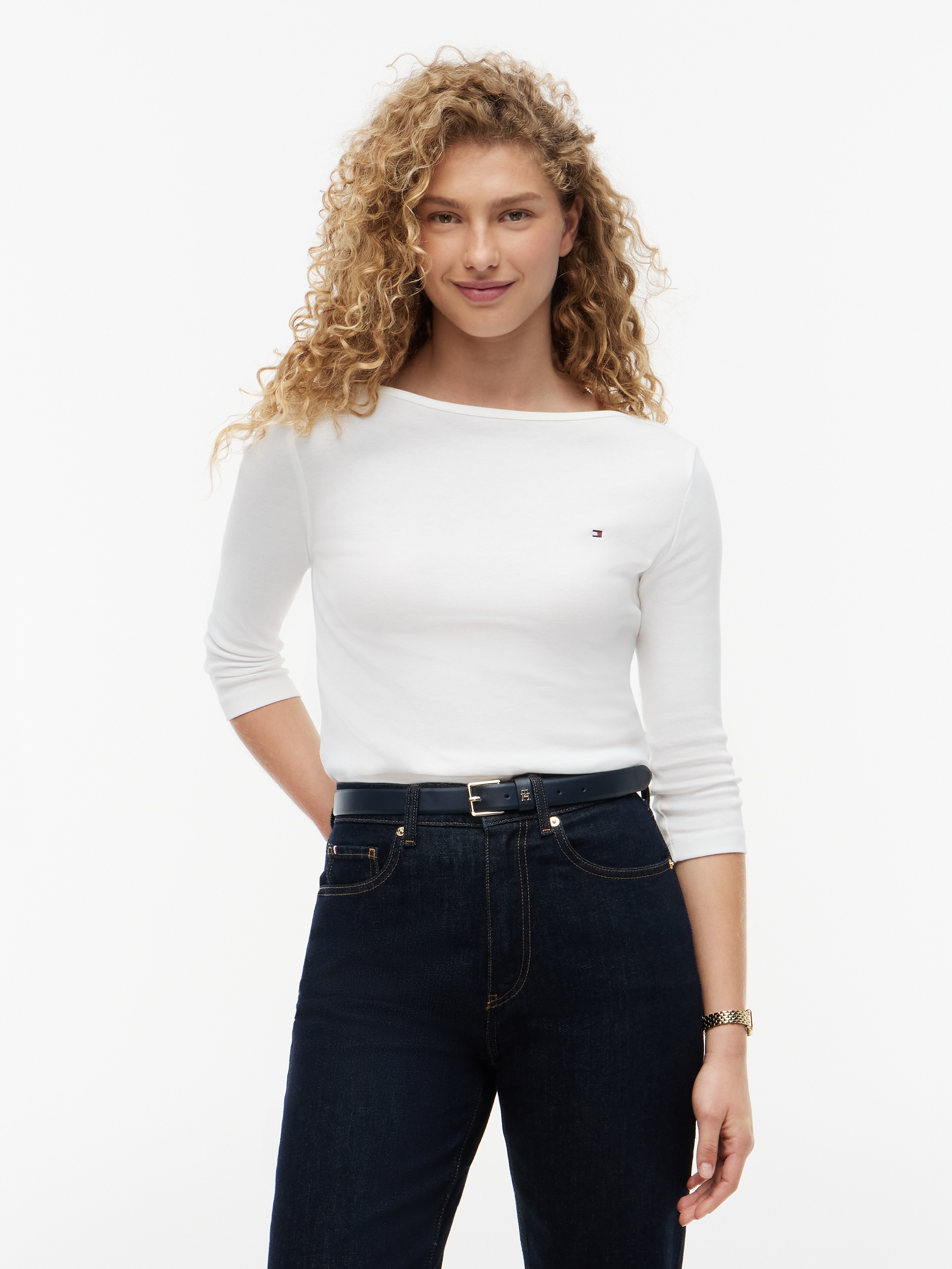 Tommy Hilfiger 3/4-Arm-Shirt »NEW CODY BOAT-NECK« Baumwolle, U-Boot-Ausschnitt, Slim Fit
