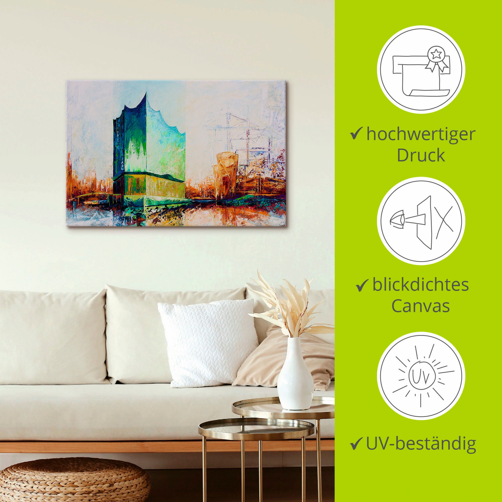 Artland Wandbild »Elbharmonie Hamburg«, Deutschland, (1 St.), als Leinwandbild, Wandaufkleber in verschied. Größen