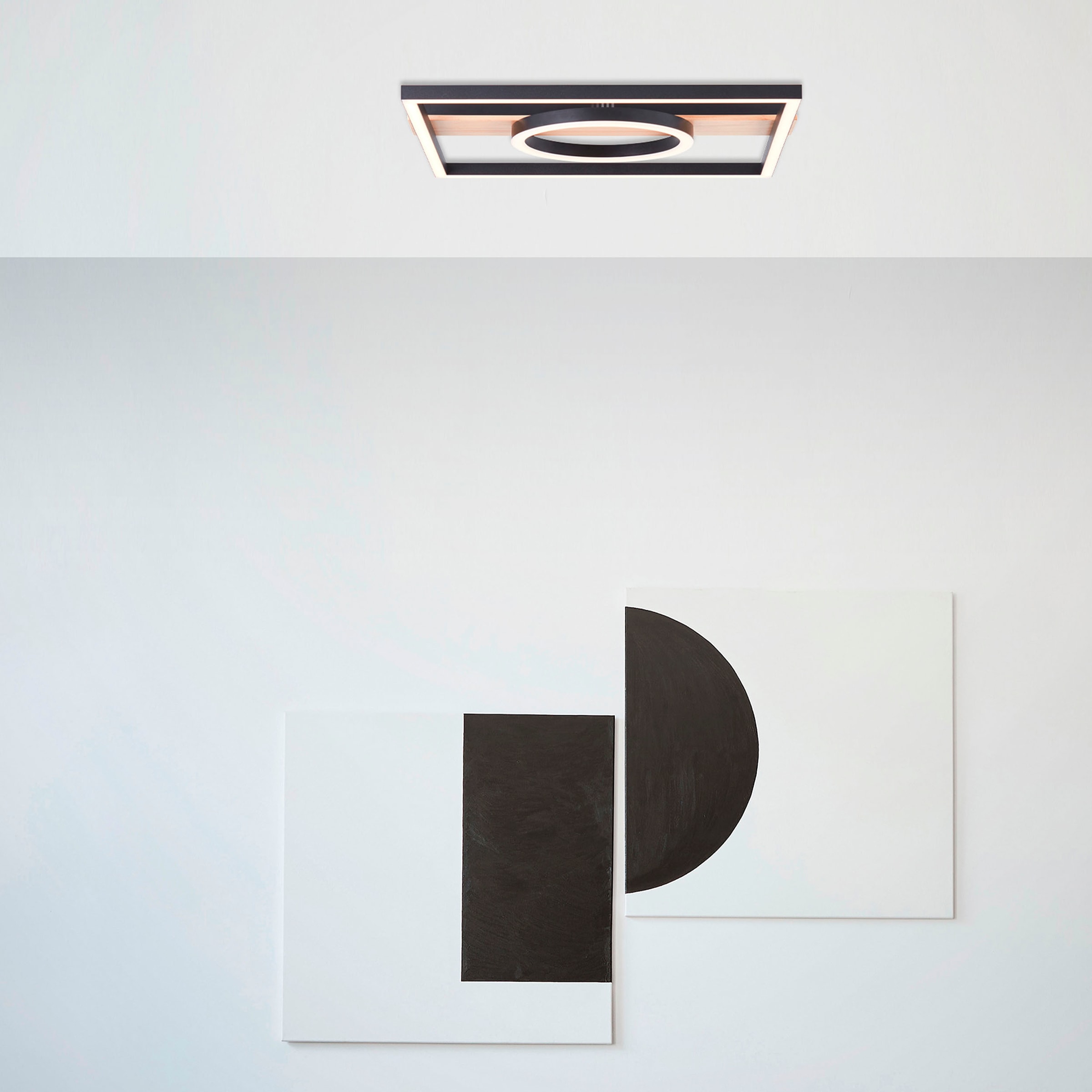my home LED Deckenleuchte »Lysann«, 42 x 40 cm, 24 W, 2700 lm, 3000 K, Holz/ Metall, braun/schwarz | BAUR