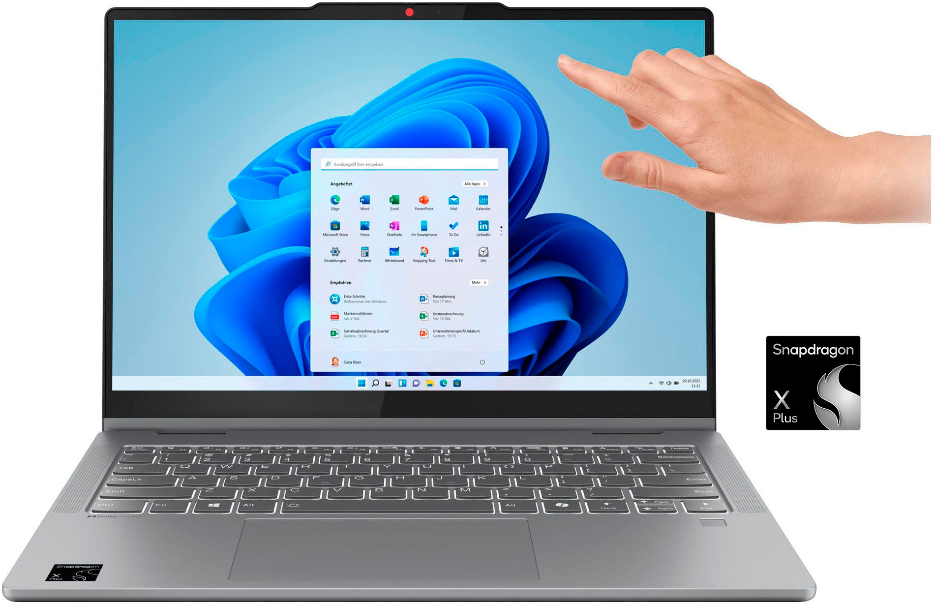 LENOVO Convertible Notebook "IdeaPad 5 2-in-1 14Q8X9", 16 GB RAM 1.000 GB SSD, X Plus, Windows 11 Home (on ARM), German, grau, Notebooks