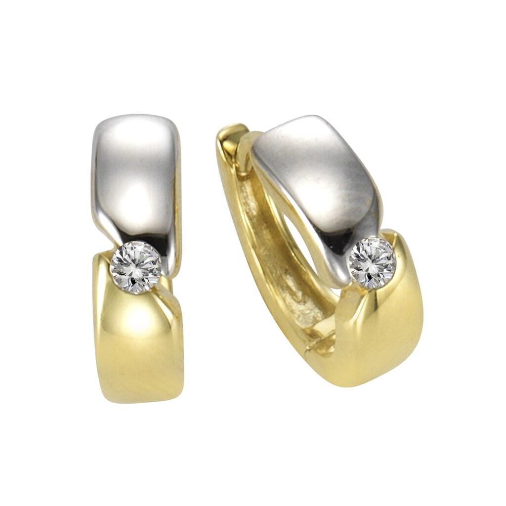 Vivance Paar Creolen »333 Gold zweifarbig 13,5mm Zirkonia«