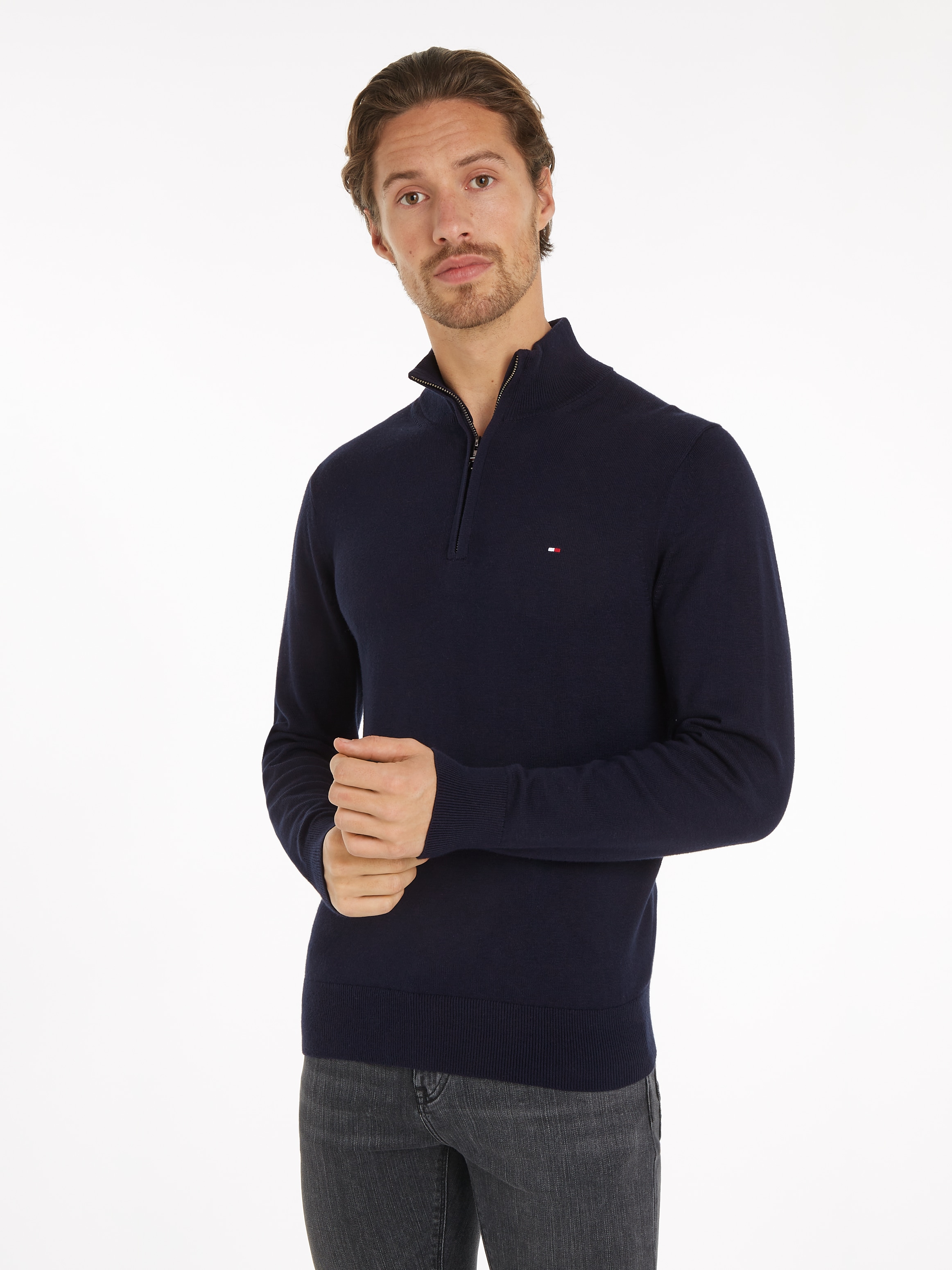 Tommy Hilfiger Troyer »PIMA ORG CTN CASHMERE ZIP MOCK«