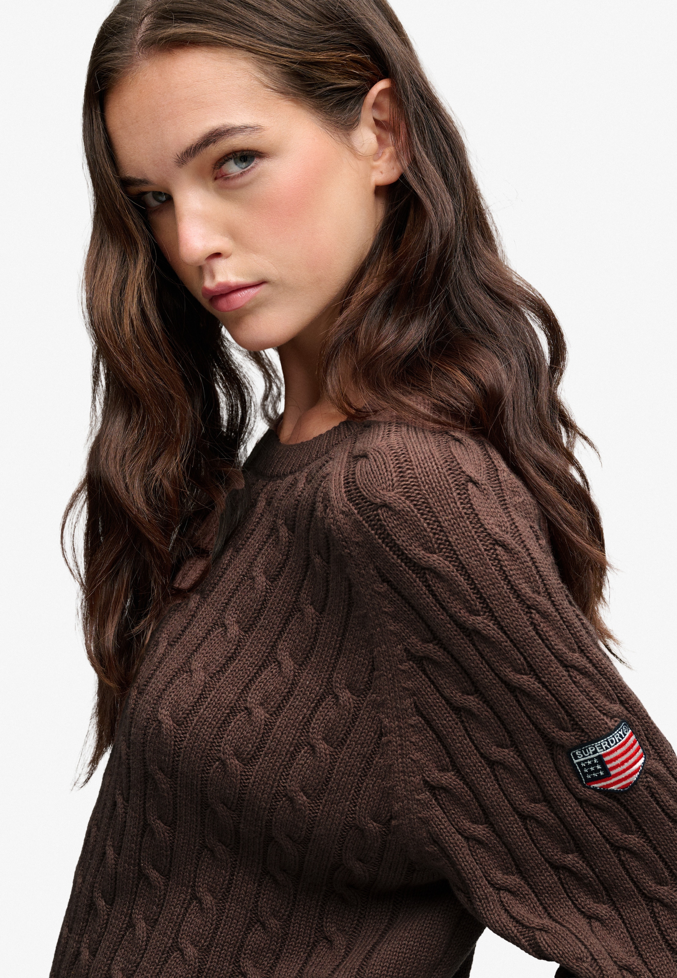 Superdry Strickpullover »SLOUCHY CABLE KNIT« Baumwolle, loose fit