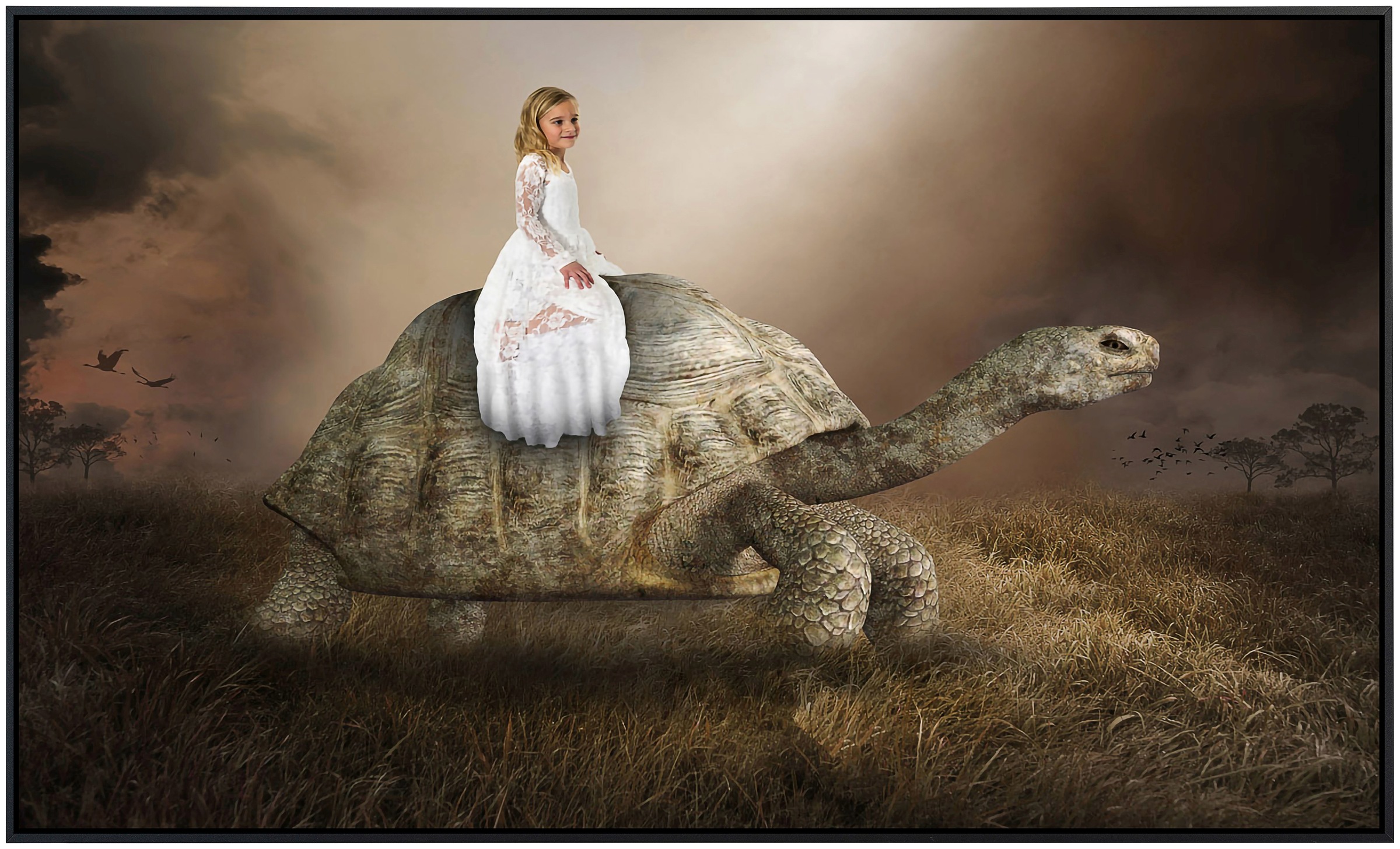 Papermoon Infrarotheizung »Surreale Mädchen Schildkröte Liebe Hoffnung«, sehr angenehme Strahlungswärme