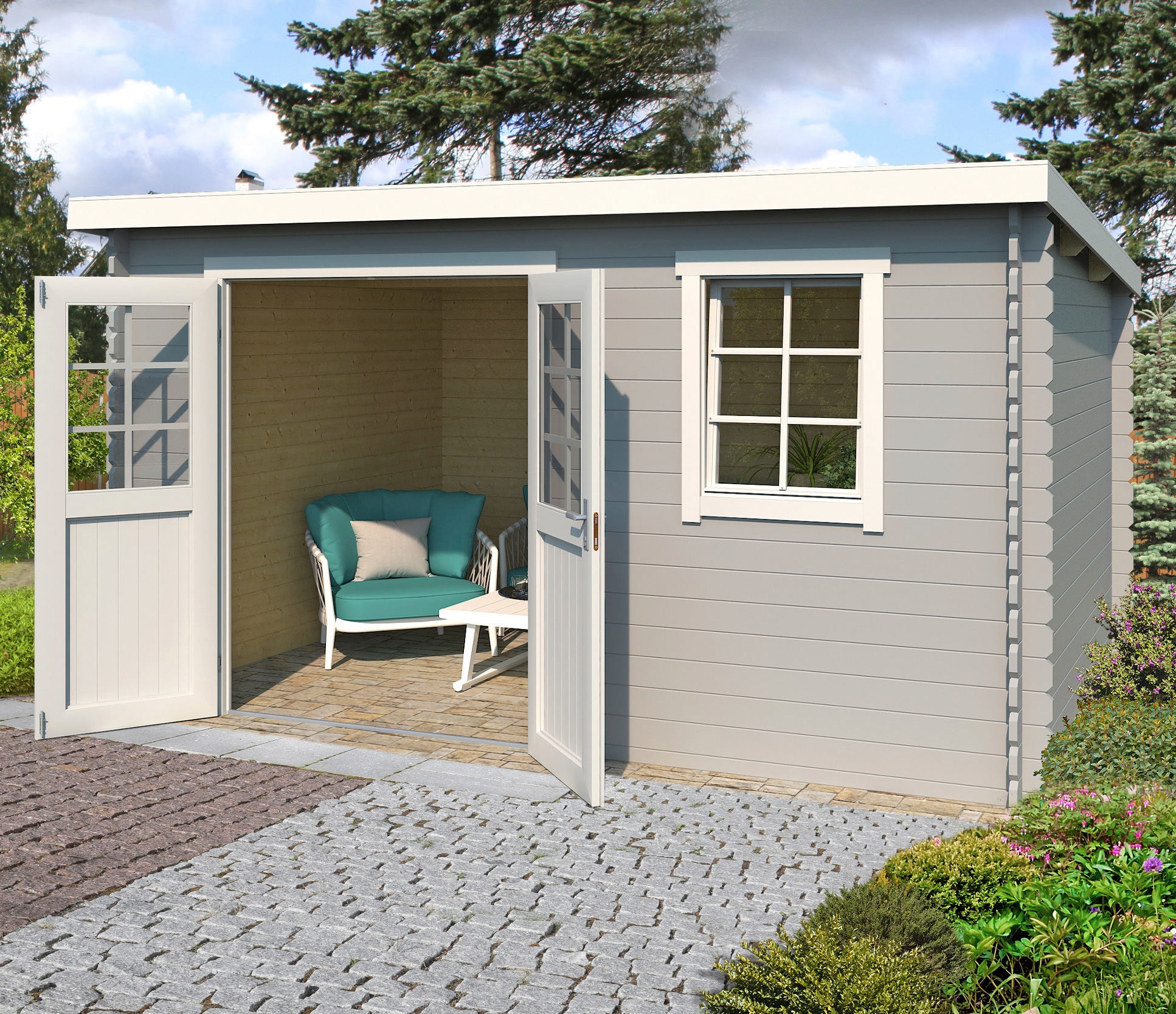 LASITA MAJA Gartenhaus "Amira 230" Blockbohlenhaus 28mm