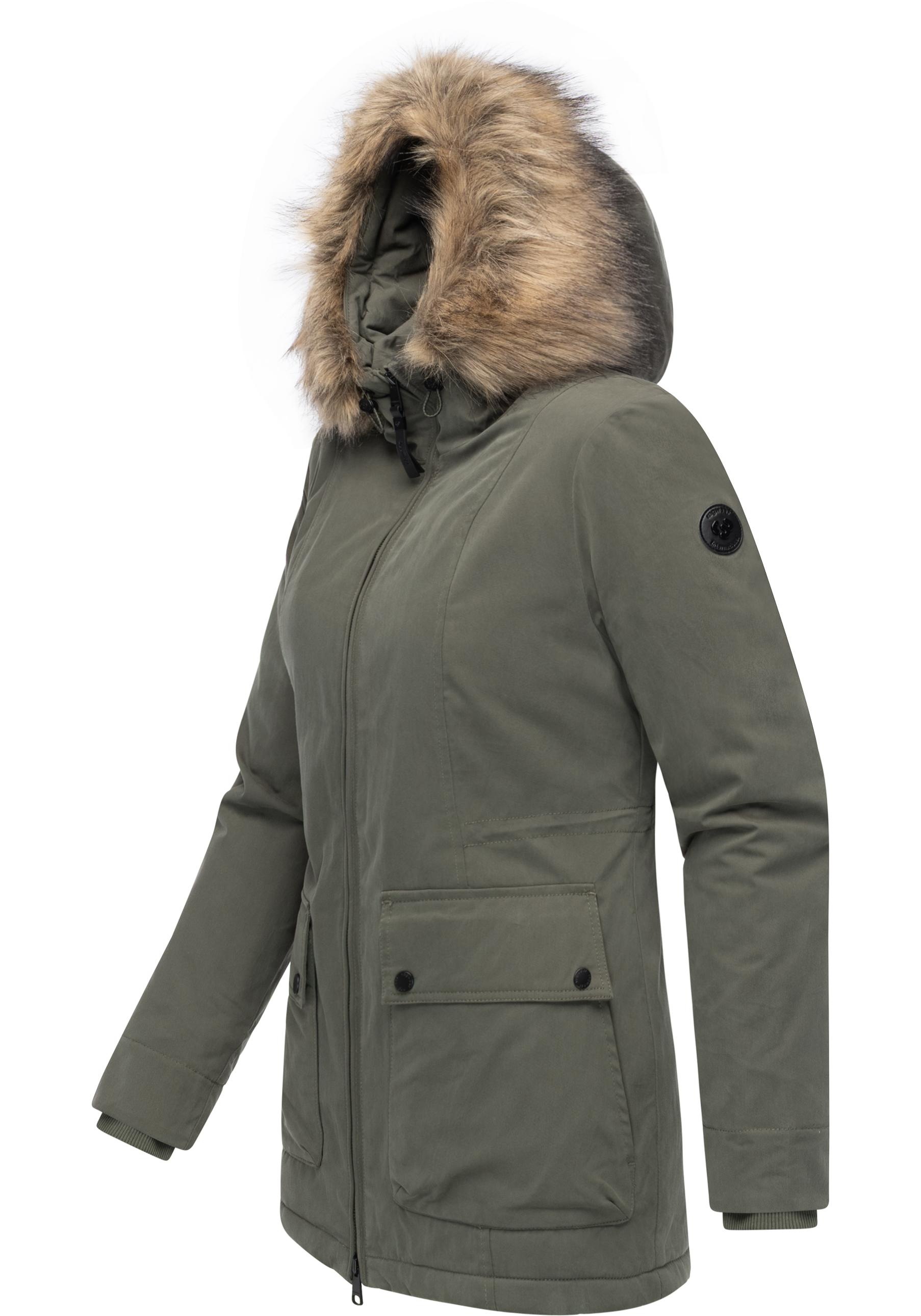 Ragwear Kurzmantel »Monadetta Warm«, Kurzer Wintermantel mit Kunstfellbesatz