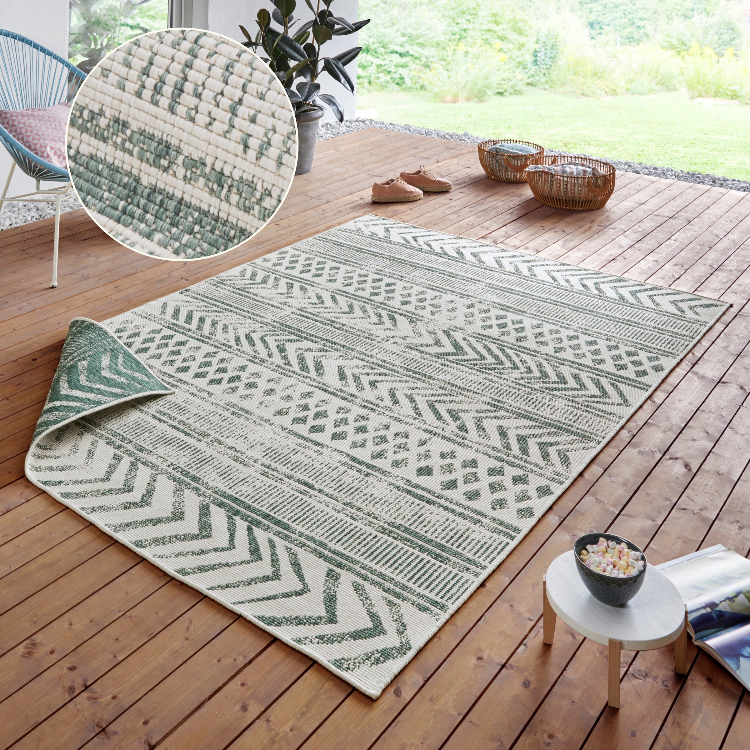 HANSE Home "BIRI Wendeteppich" rechteckig 5 mm Höhe In-& Outdoor, Wetterfest, Balkon, Läufer, Wohnzimmer, Wasserfest, Boho