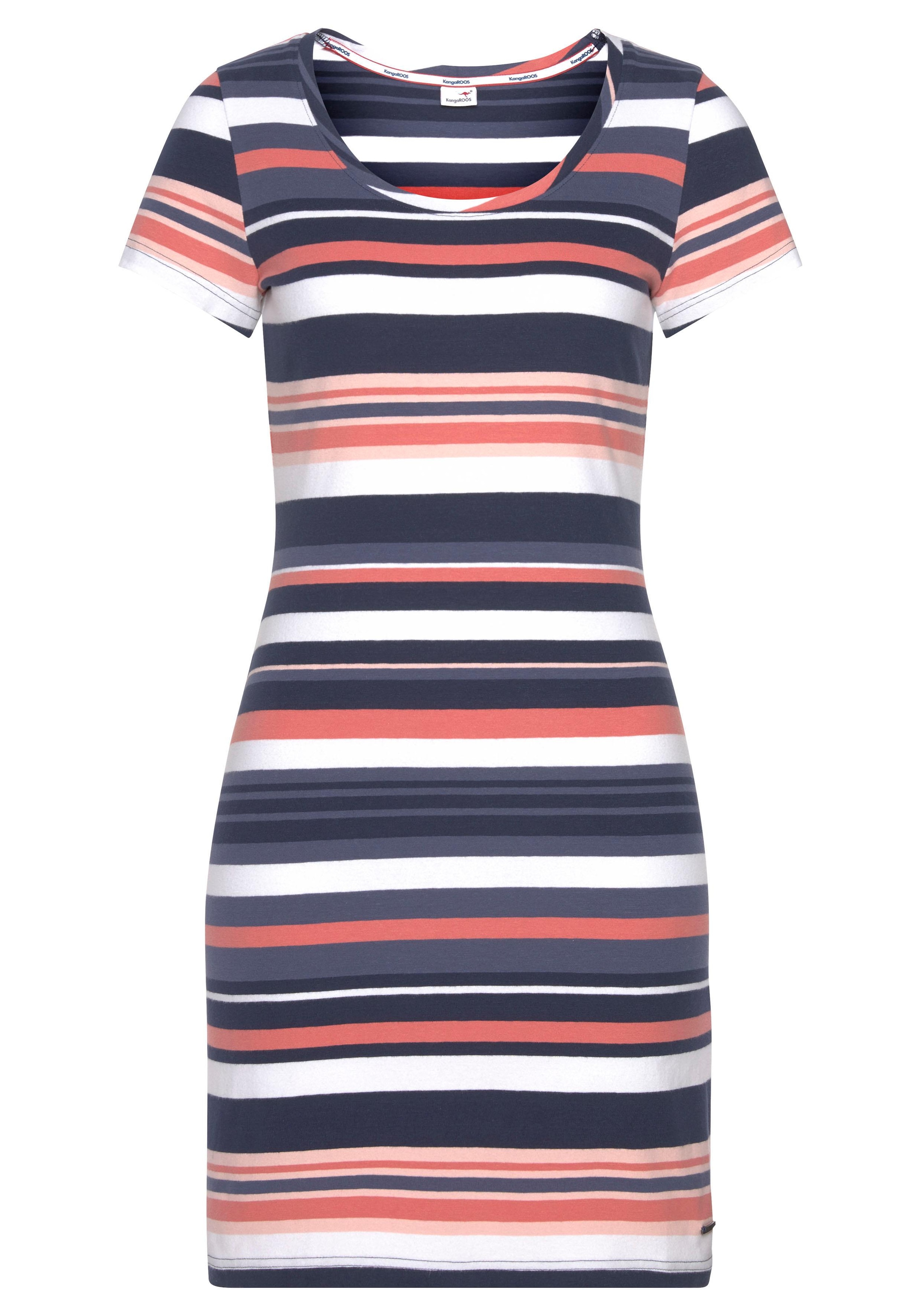 KangaROOS Shirtkleid, sportliches Jerseykleid, kurzer Schnitt, mit Streifendesign
