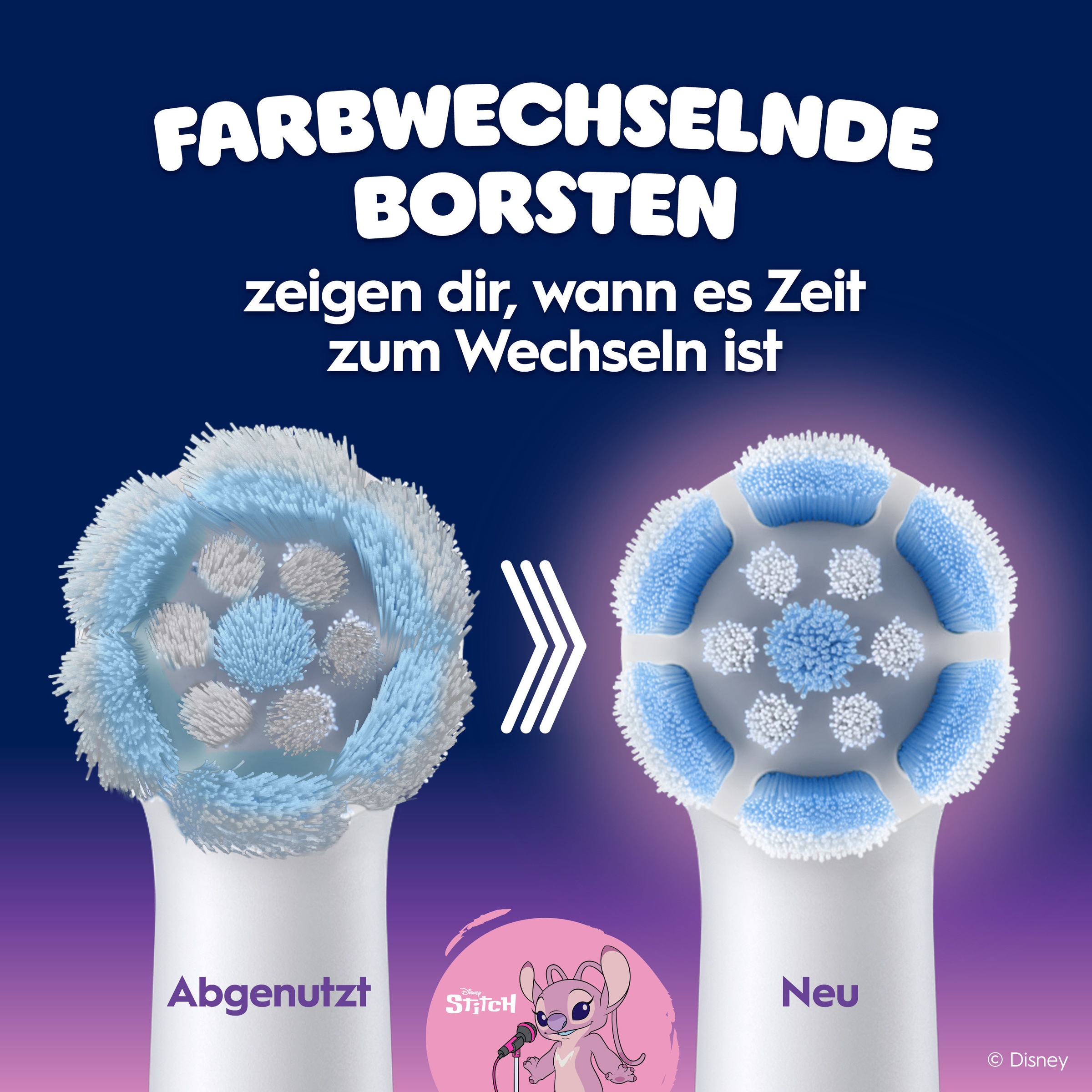 Oral-B Aufsteckbürsten »iO Kids 6+ Disney Stitch« Sanft zu wackeligen Zähnen & Zahnfleisch, ab 6 Jahren, 4 Stück