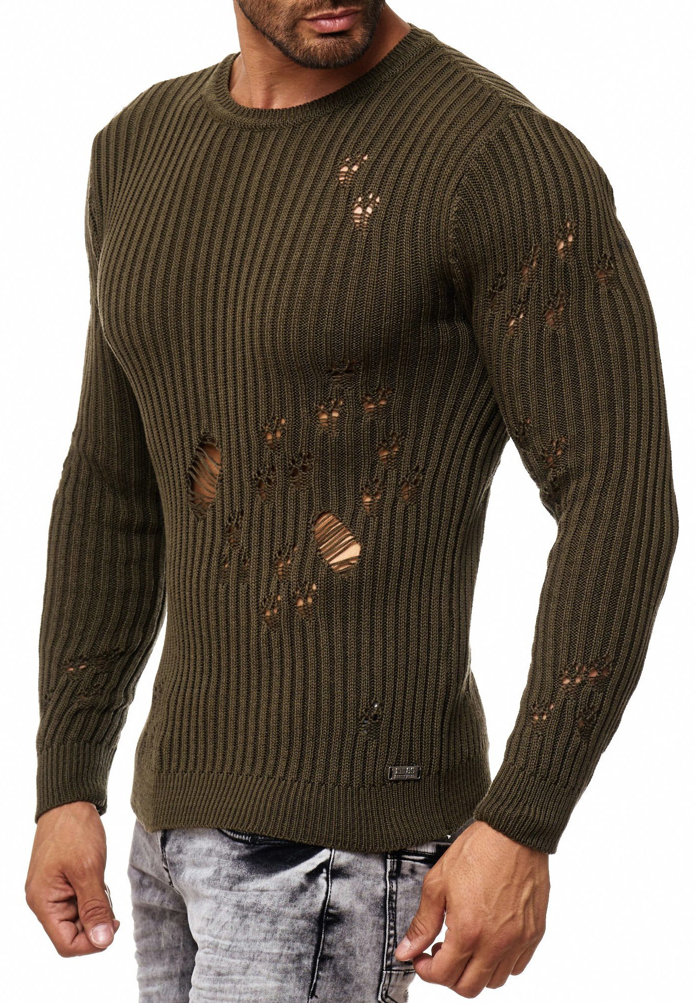 Rusty Neal Strickpullover, im lässigen Used-Look