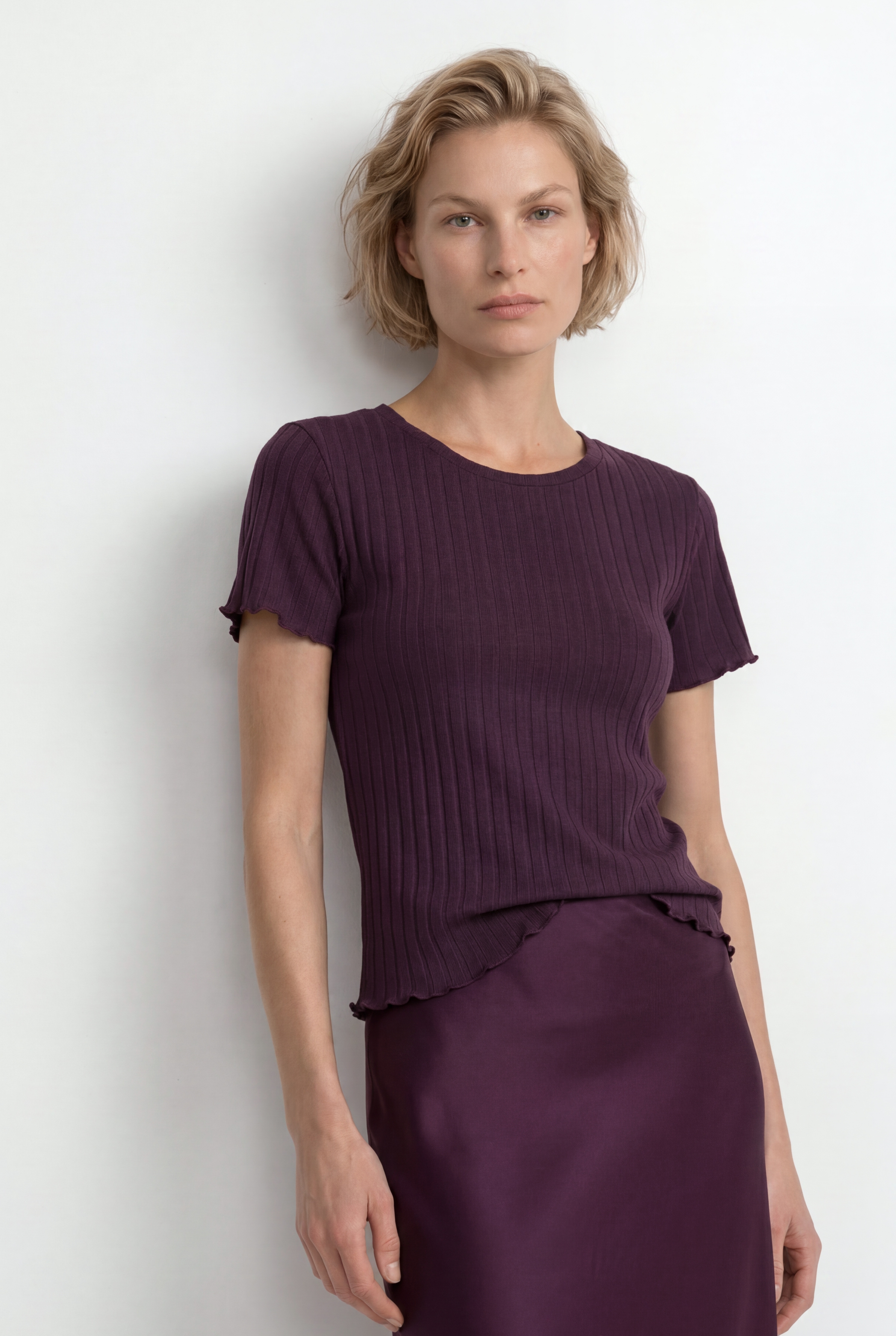 RICHROYAL Kurzarmshirt Mit gewelltem Saum an Rumpf und Ärmeln