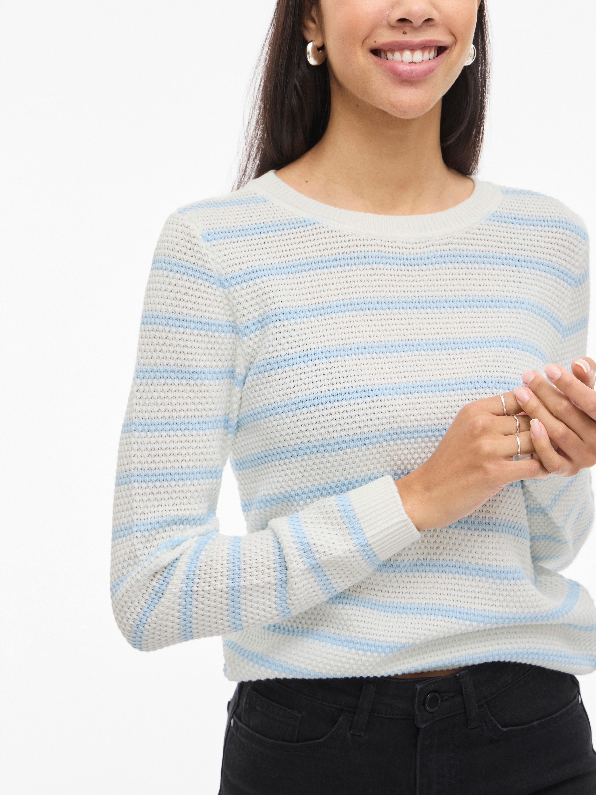 Vila Rundhalspullover "VIDALO O-NECK L/S STRIPE KNIT TOP- NOOS" günstig online kaufen