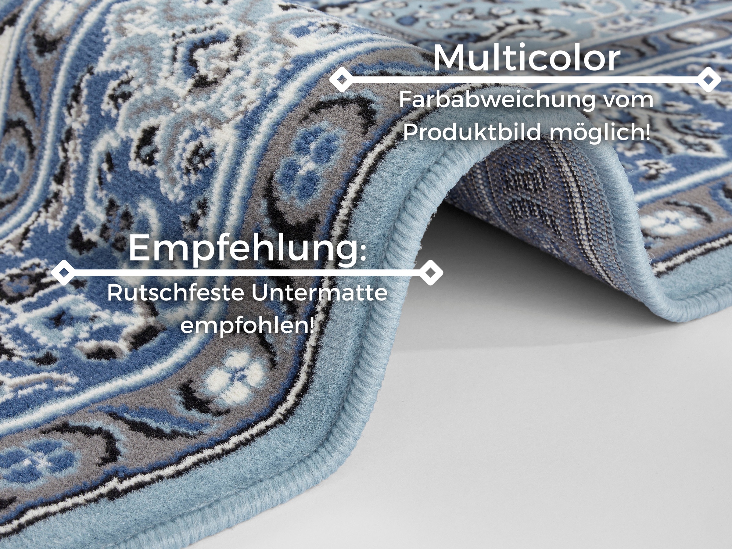 Teppich HANSE HOME "Skazar Isfahan" Gr. 2, blau (himmelblau), B:80cm H:9mm L:150cm, Polypropylen (PP), Teppiche, Teppich, Kurzflor, Orient, Läufer, Vintage, Esszimmer, Wohnzimmer, Flur 3