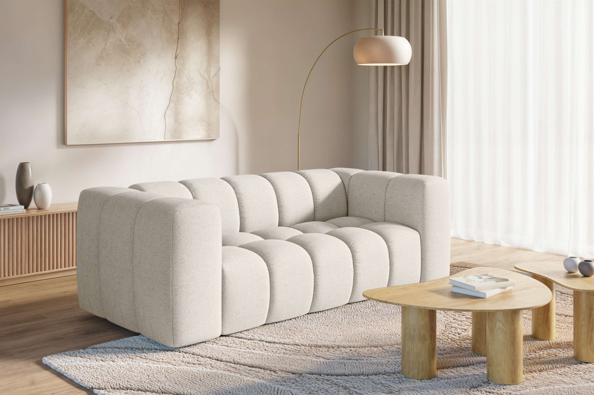 homsy by Ana Johnson 3-Sitzer ""L" BOUBELLE Design-Sofa, Bubble-Optik, Breite 217 cm" hoher Sitzkomfort dank Wellenunterfederung, L Sitztiefe 63 cm
