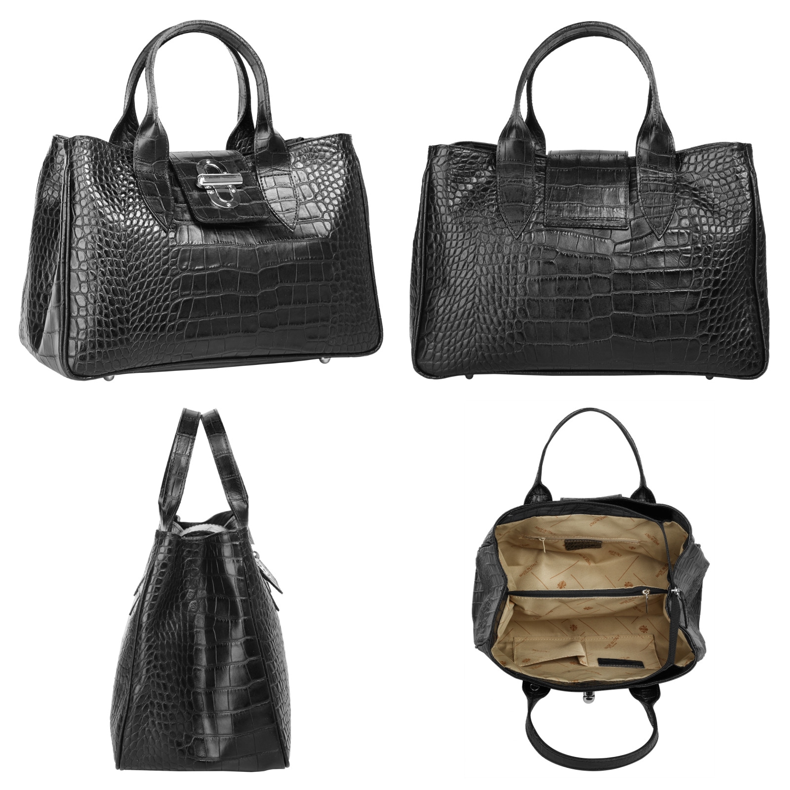 Cluty Henkeltasche, echt Leder, Made in Italy