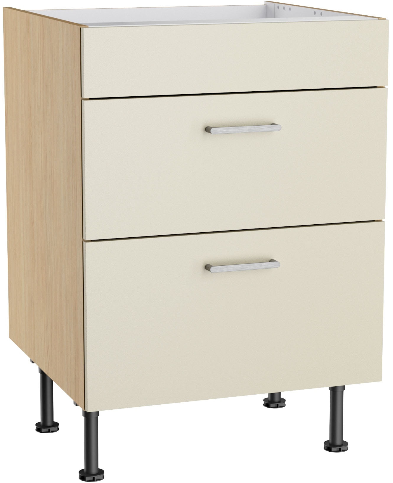KOCHSTATION Kochfeldumbauschrank "KS-Lucy" Breite 60 cm, mit 2 Auszügen, Soft-Close, höhenverstellbare Füße