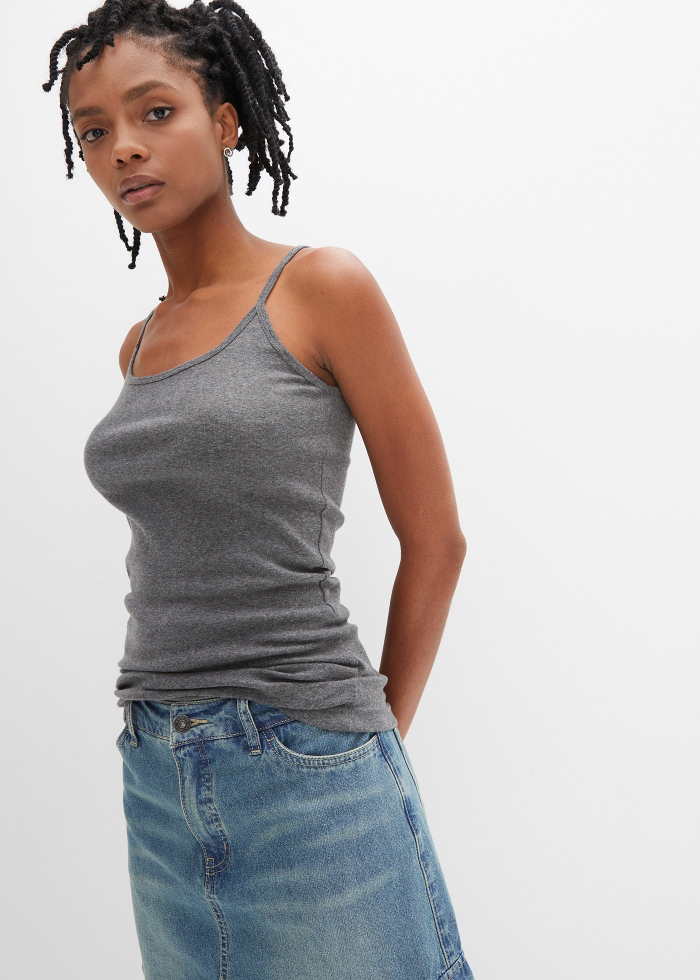 bonprix Spaghettitop "Spaghettiträger-Top aus reiner Baumwolle, 2er Pack" P günstig online kaufen