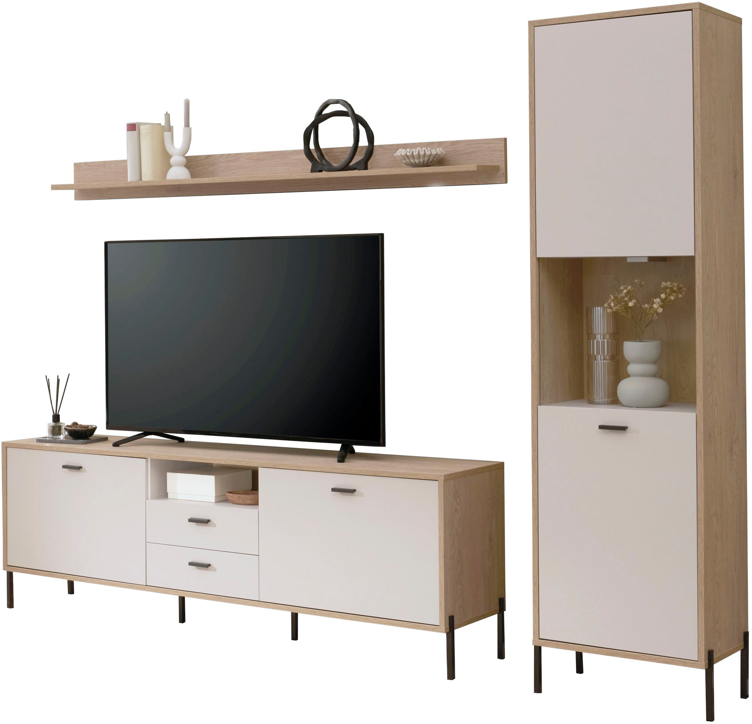 Home affaire Wohnwand »Fredericia, moderne Anbauwand, Komplettset in Kaschmir« Set, 3 Stk. tlg.
