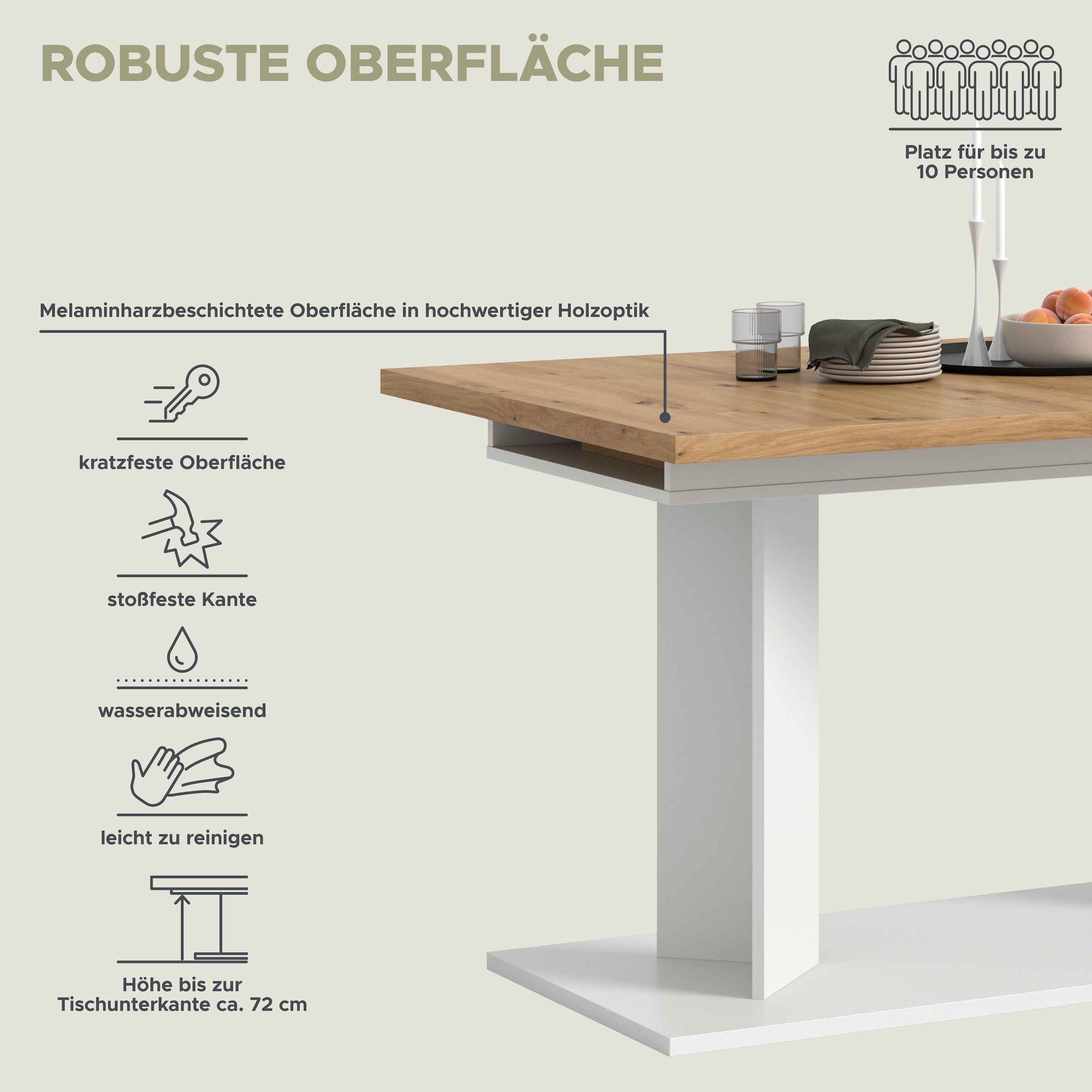 Home affaire Esstisch »GERO, 140-190 cm, 2-fach ausziehbar, Säulengestell« in verschiedenen Ausführungen erhältlich, 1 Stk. tlg. Tisch, Esstisch, Esszimmer, Esszimmertisch, Küchetisch, Bartisch